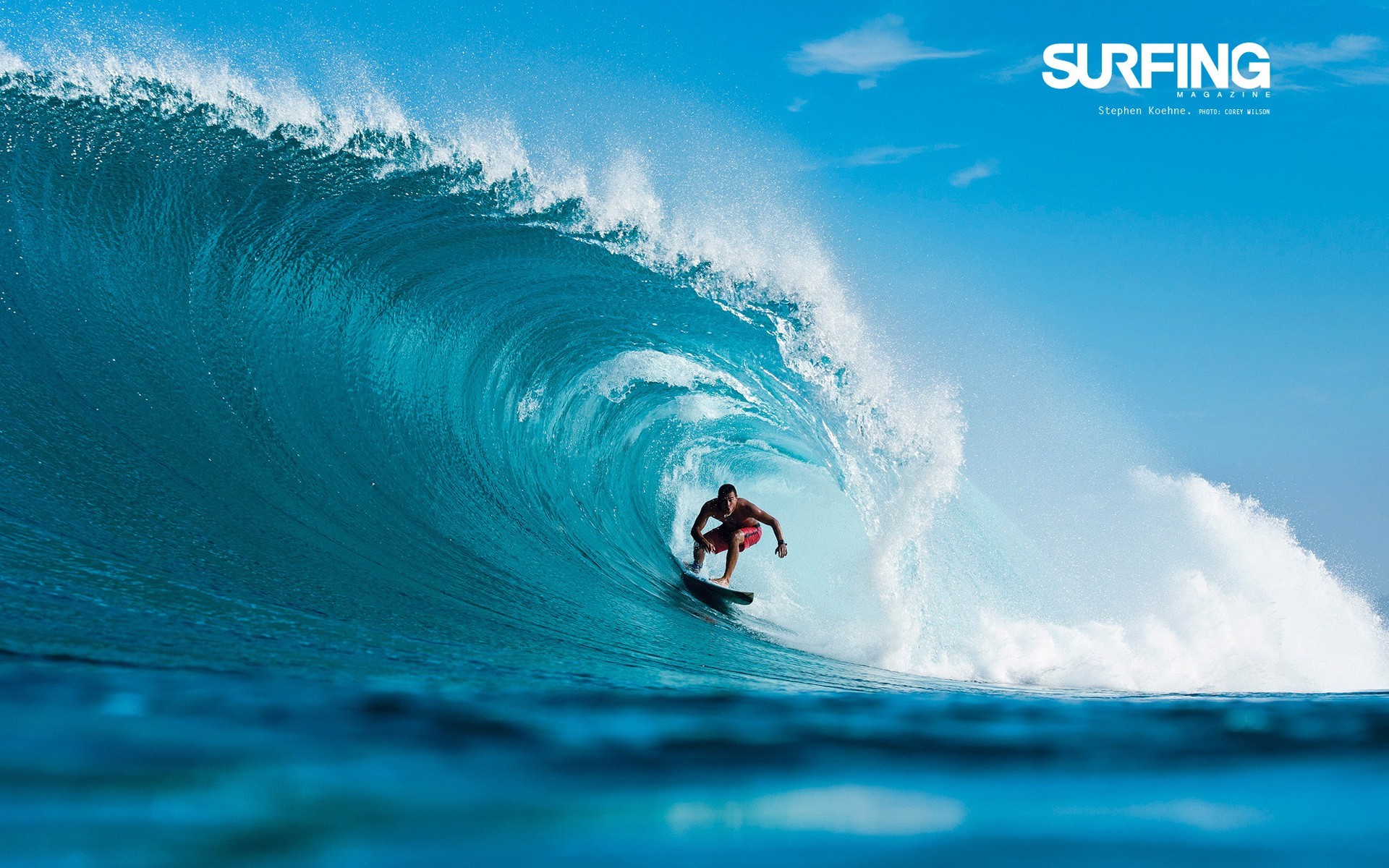 Surfing Magazine, Surfista, Onda tubolare, Blu, 16:10 Full HD, sfondo widescreen