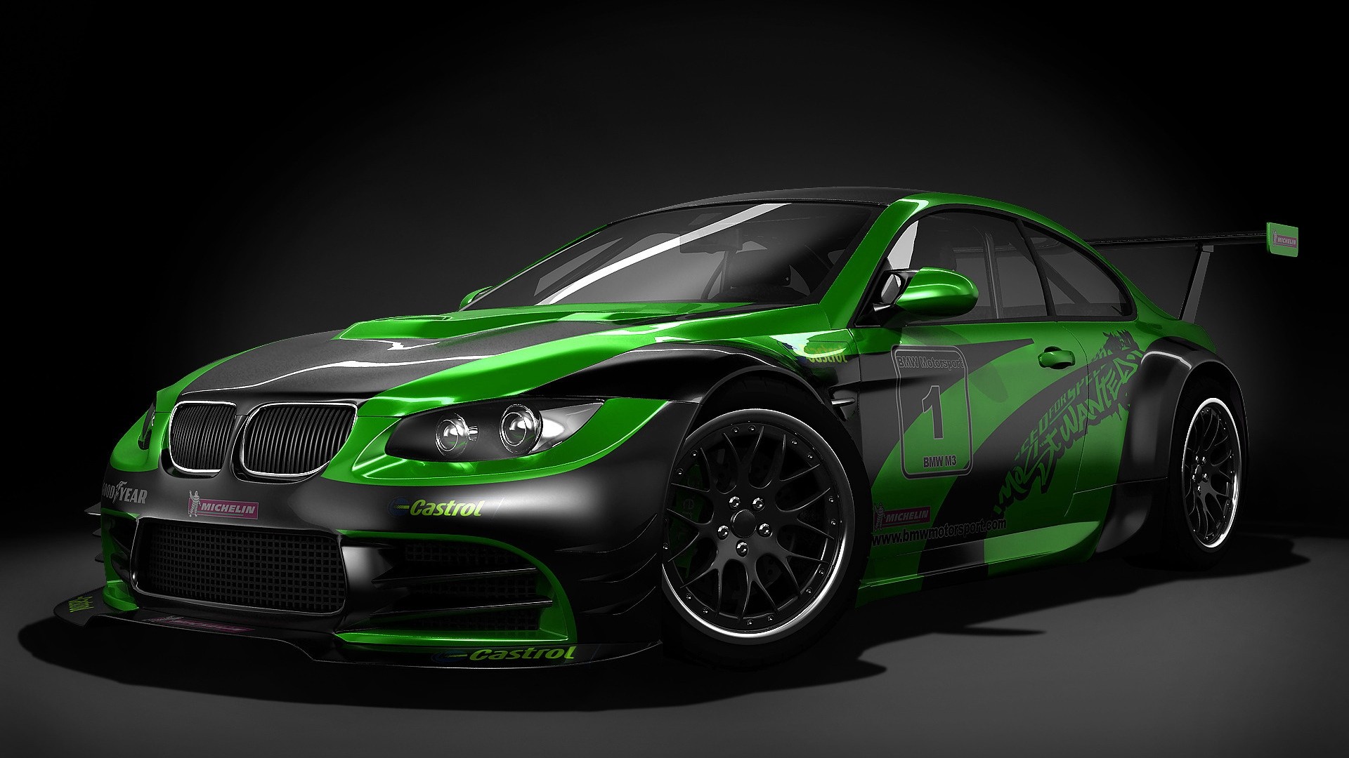 BMW M3 (E92), Auto da corsa, Verde, 16:9 Full HD, wallpaper widescreen