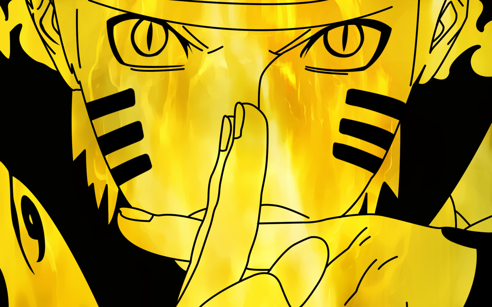 Naruto Uzumaki, Modalità chakra del Kyuubi, Naruto Shippuden, Primo piano, Giallo, sfondo Full HD