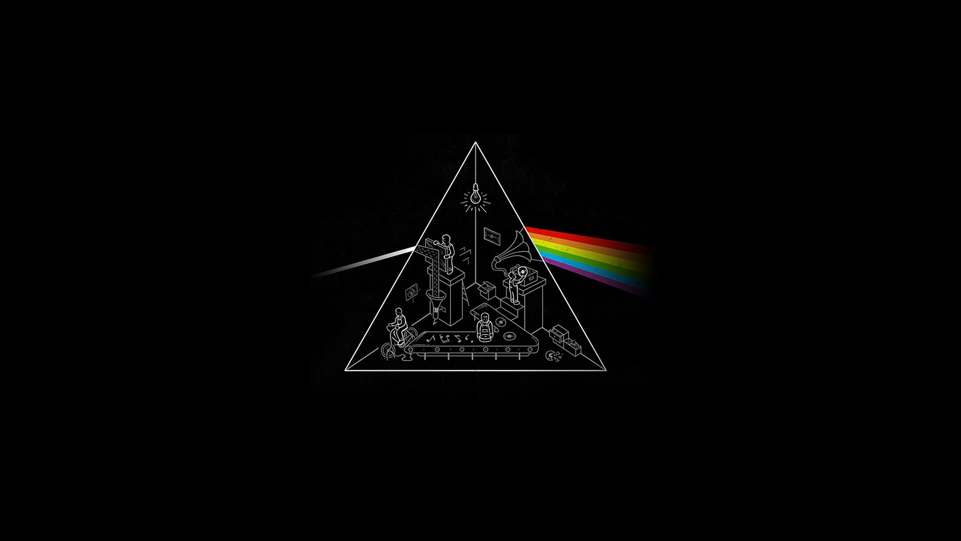 Pink Floyd, The Dark Side of the Moon, Prisma, Sfondo nero, Full HD, wallpaper desktop