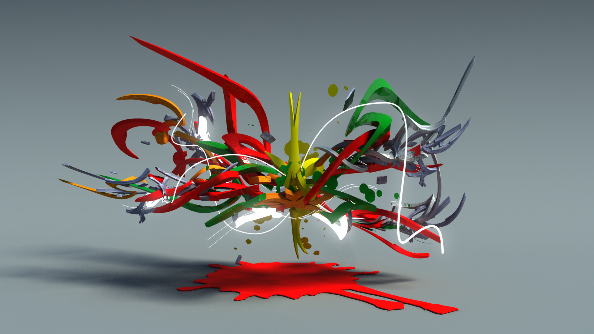 Graffiti 3D, Lettering, Vernice rossa, 16:9 Full HD, sfondo widescreen