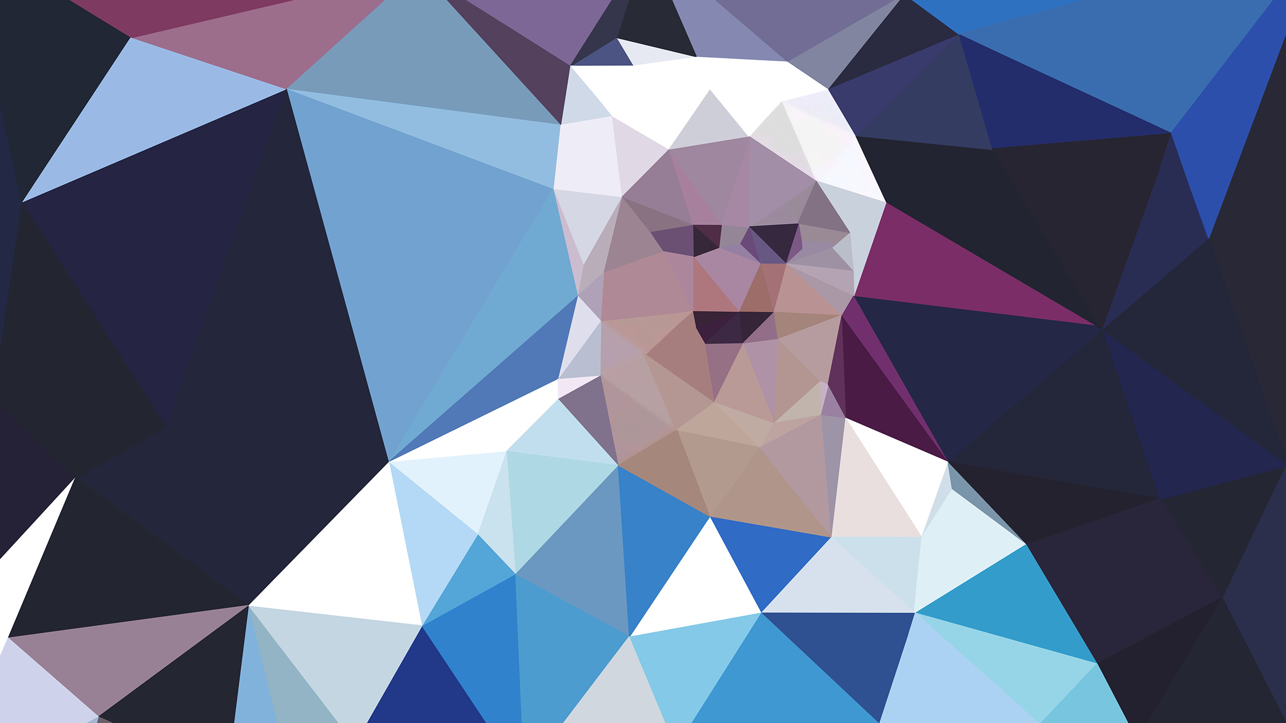 Low poly, Ritratto, Anziano, Blu, 2K, sfondo per PC