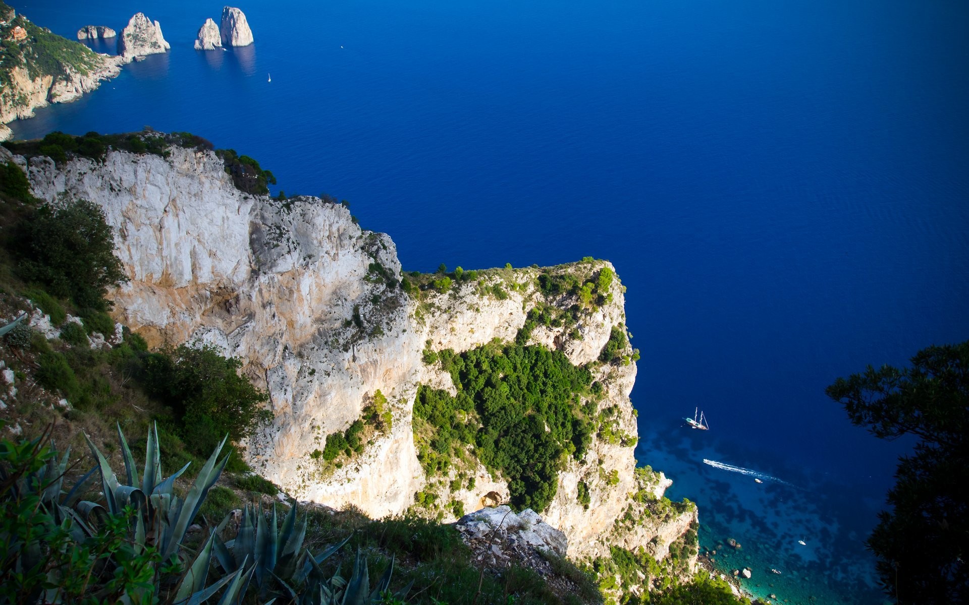 Capri, Faraglioni, Golfo di Napoli, Scogliera, Mare blu, 1920x1200, sfondo per PC