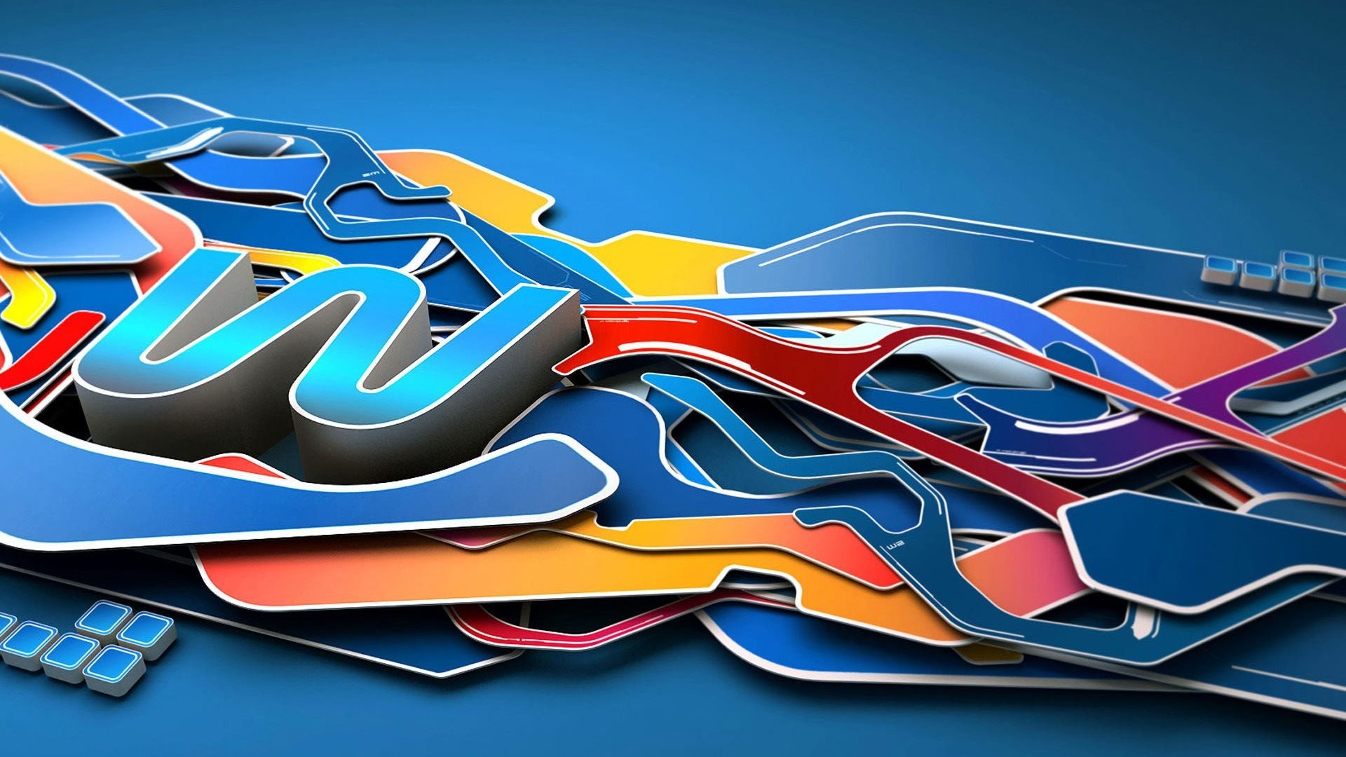 Graffiti 3D, Lettering, Blu, Arancione, Full HD, sfondo Windows 11
