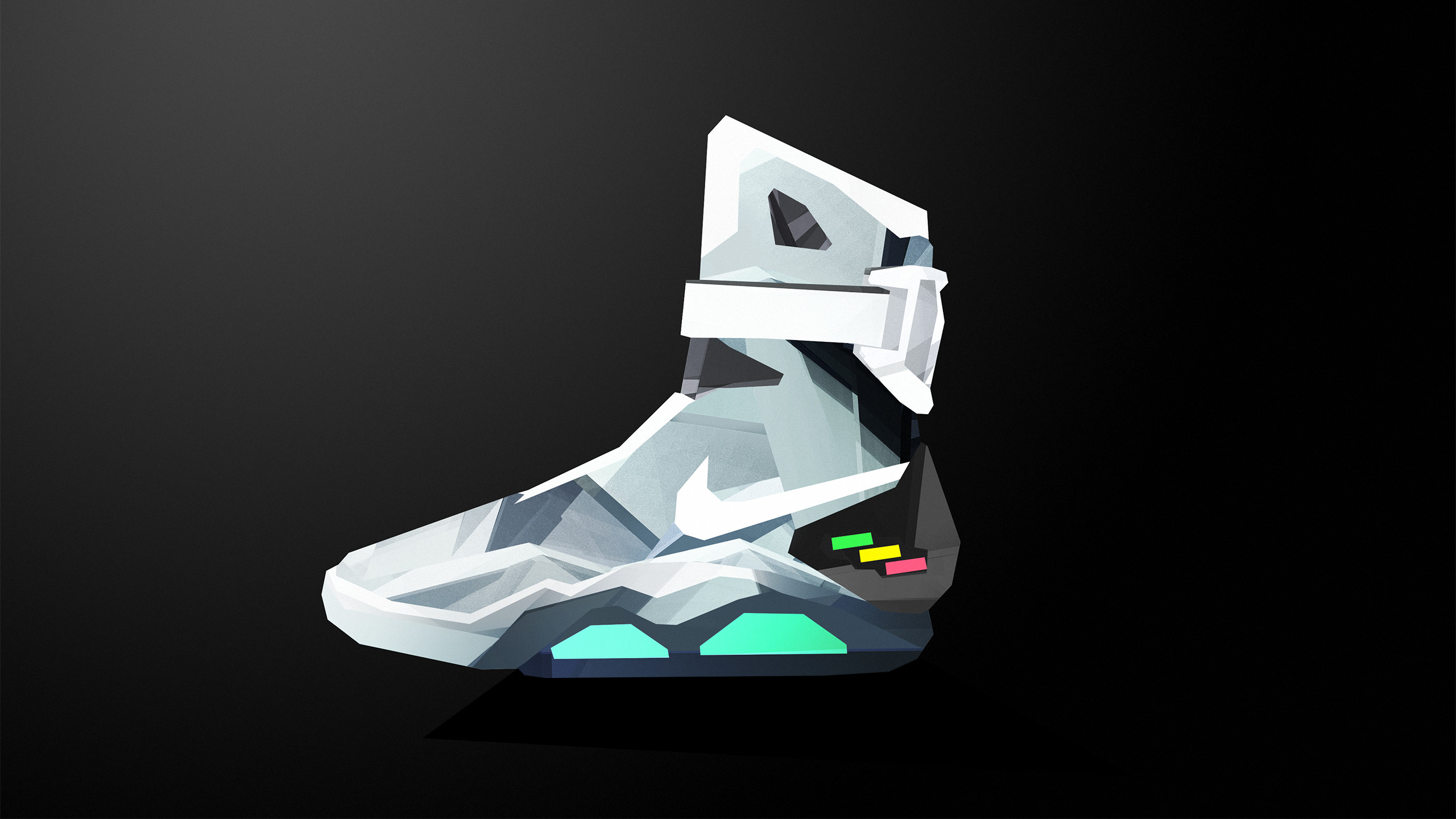 Nike Mag, Ritorno al futuro, Scarpa, Low poly, 2560x1440, sfondo per PC
