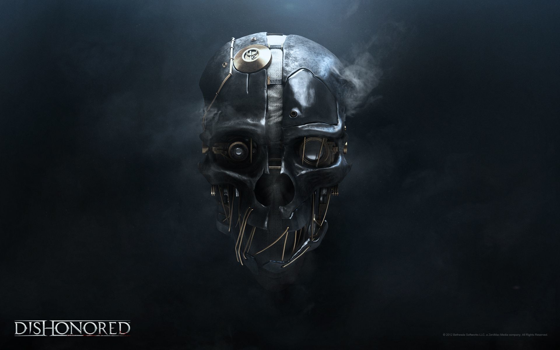 Maschera di Corvo, Dishonored, Logo, Sfondo scuro, Full HD, wallpaper desktop