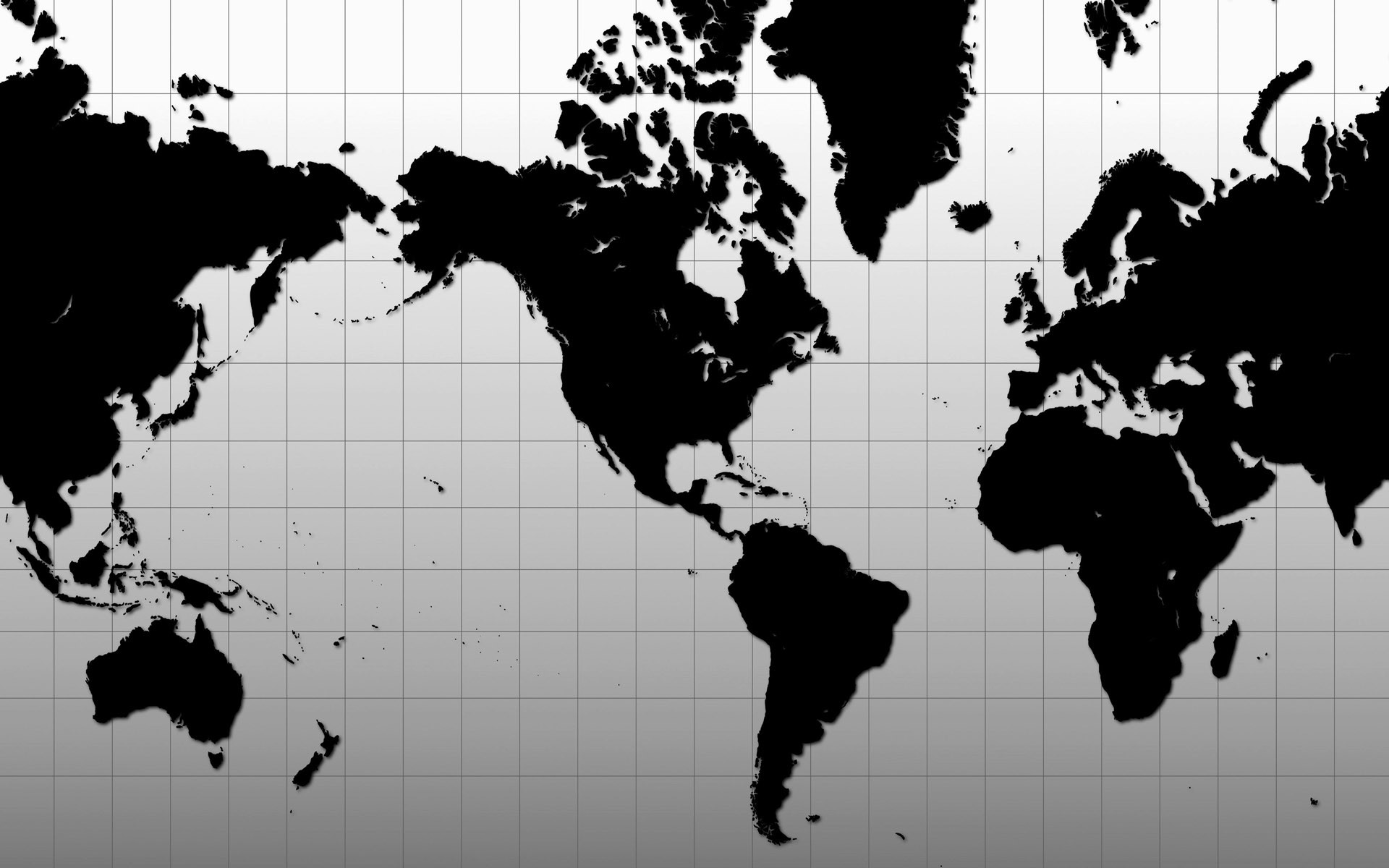 Mappa del mondo, Silhouette, Griglia, Bianco e nero, 16:10 Full HD, wallpaper widescreen