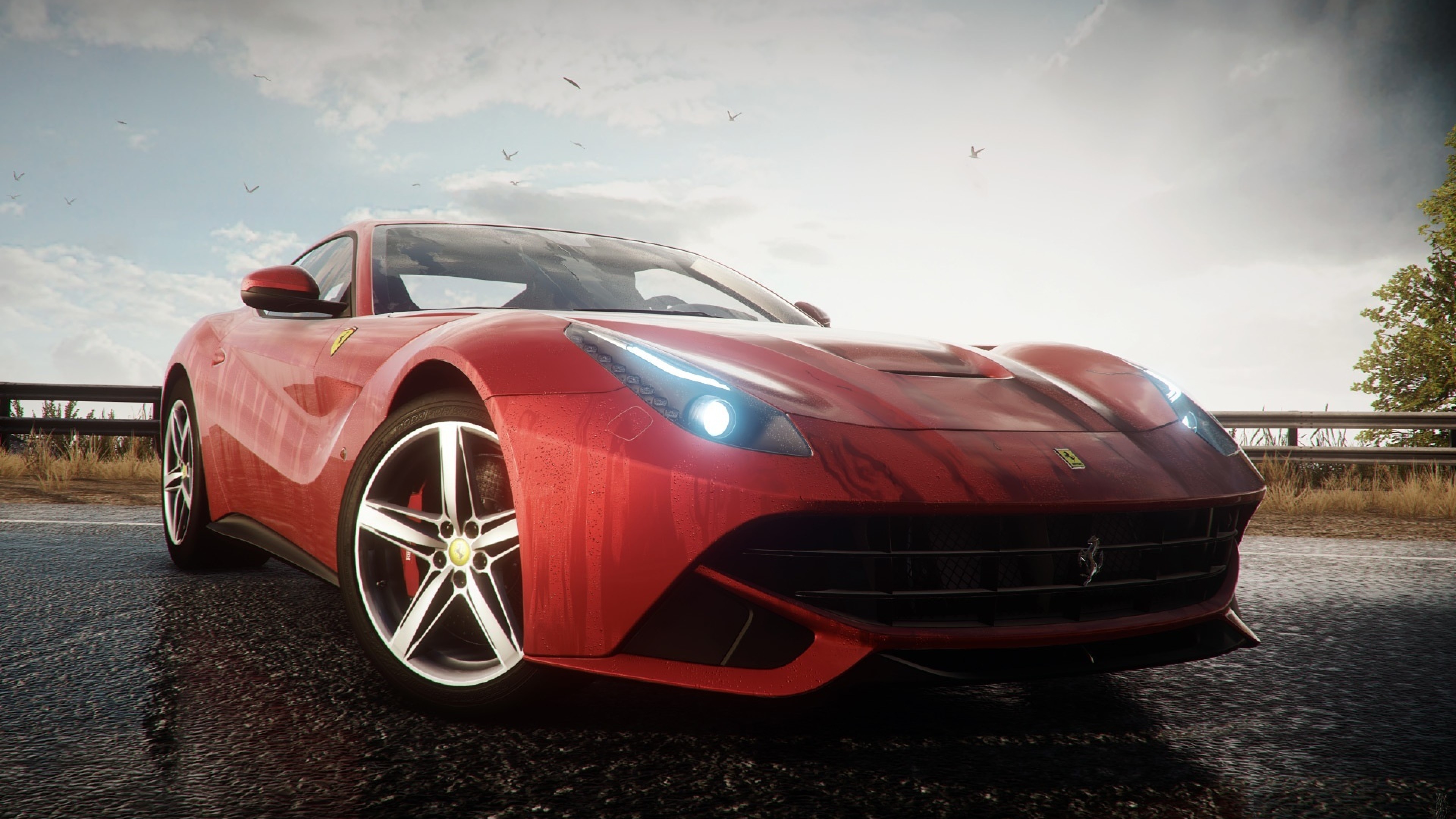 Ferrari F12berlinetta, Ferrari, Rosso, Fari, 4K, sfondo Windows 11