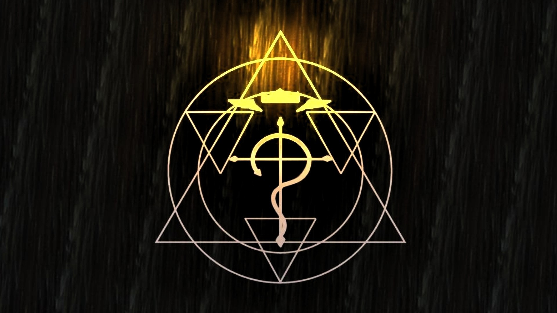 Fiamel, Cerchio alchemico, Fullmetal Alchemist, Oro, Sfondo scuro, wallpaper per portatile