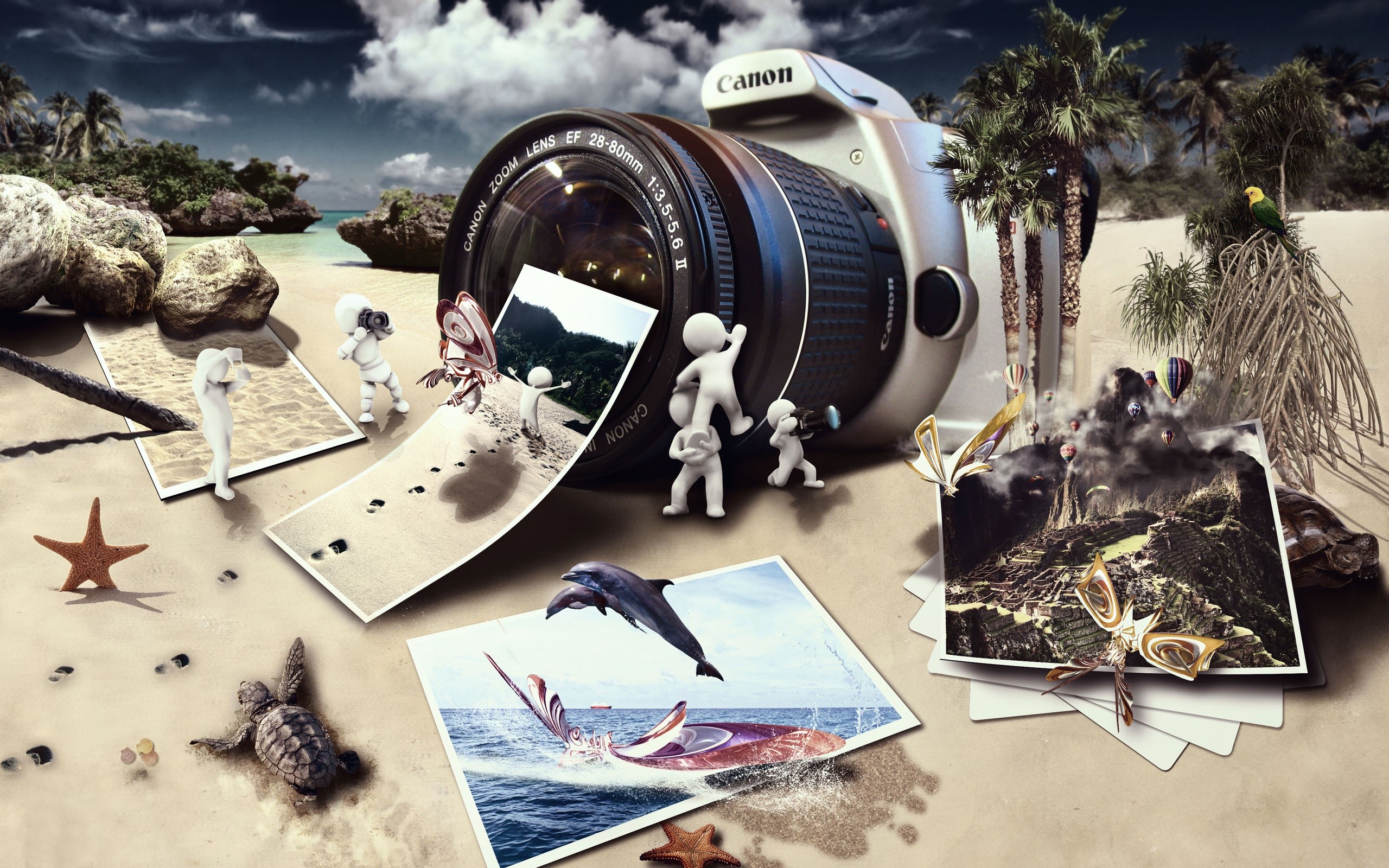 Fotocamera Canon, Surreale, Fotografie, Spiaggia, 16:10 2K, sfondo widescreen