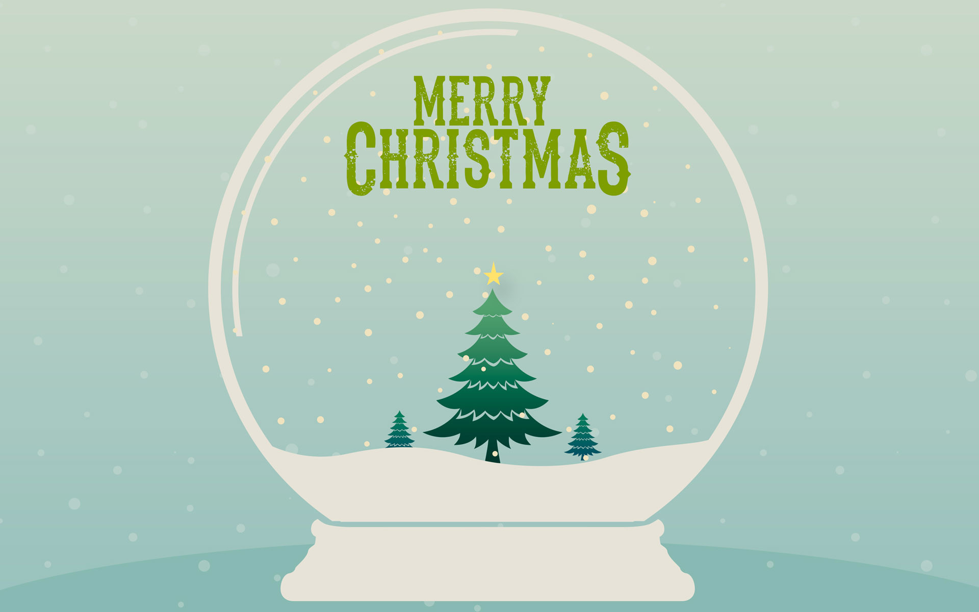 Palla di neve, Albero di Natale, Merry Christmas, Minimalista, Verde acqua, sfondo 1920x1200 per PC