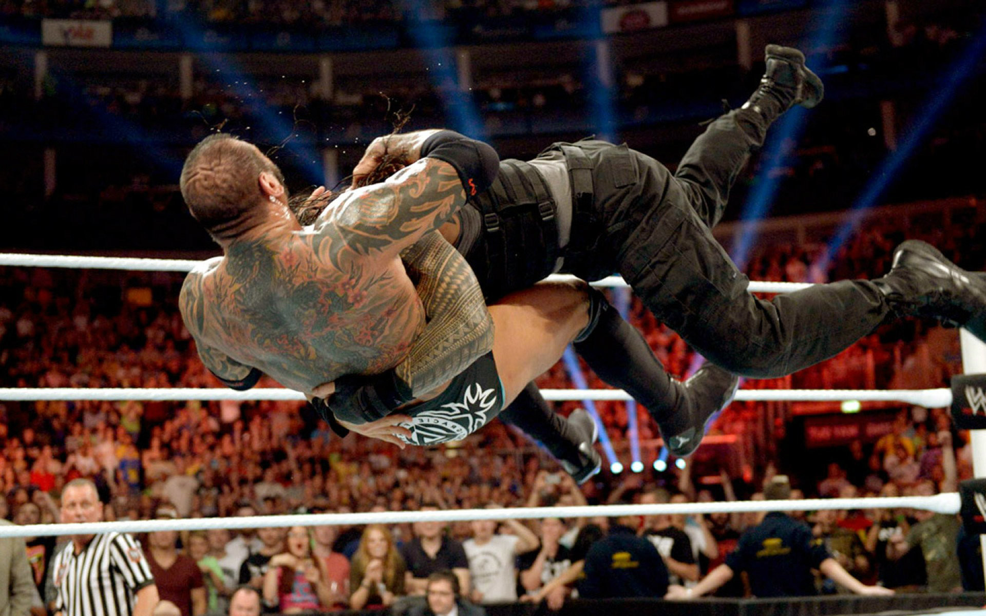 Roman Reigns, Randy Orton, WWE, Ring, Combattimento, 16:10 Full HD, sfondo widescreen