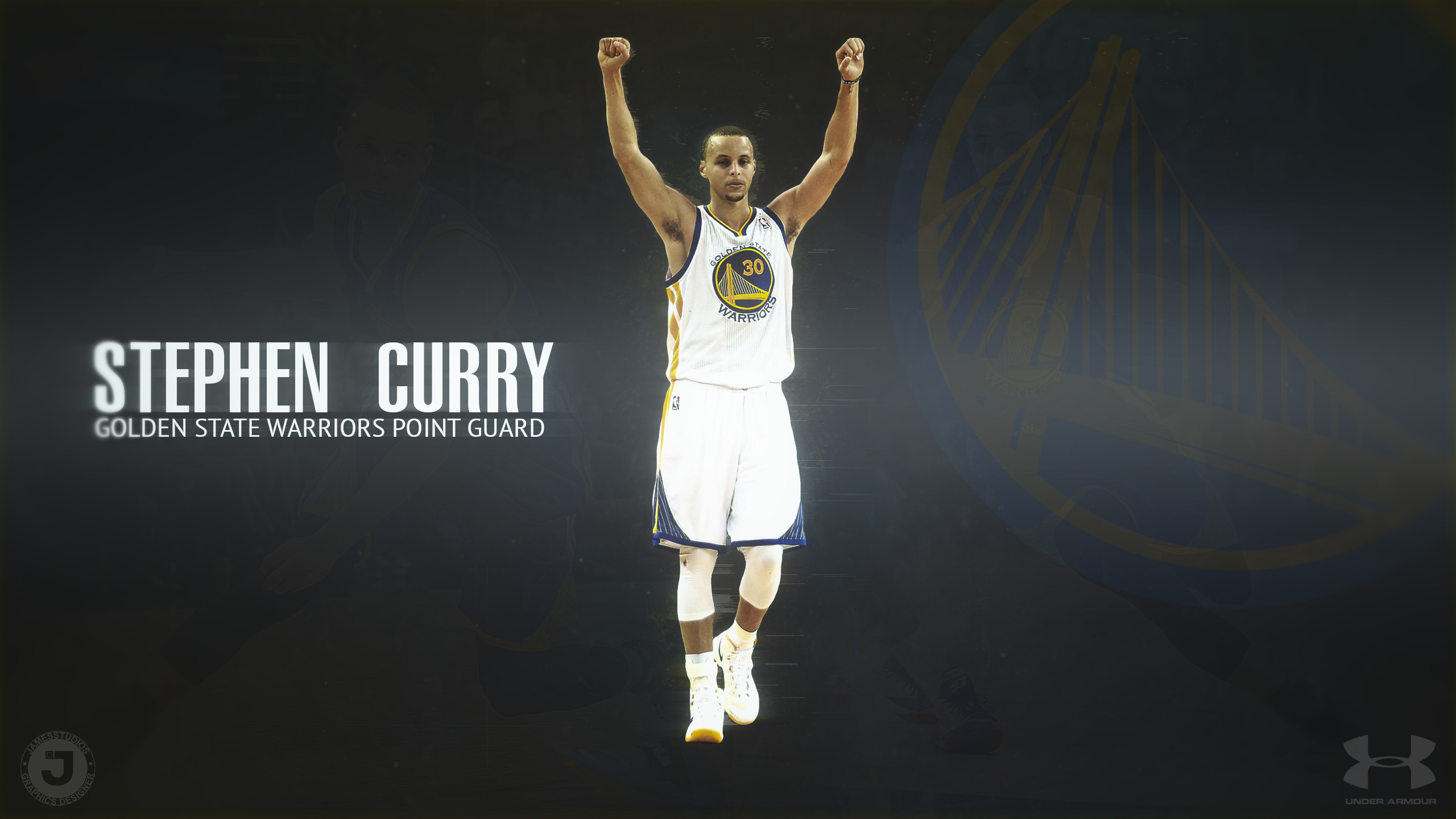 Stephen Curry, Golden State Warriors, Esultanza, Sfondo scuro, 2K, wallpaper desktop