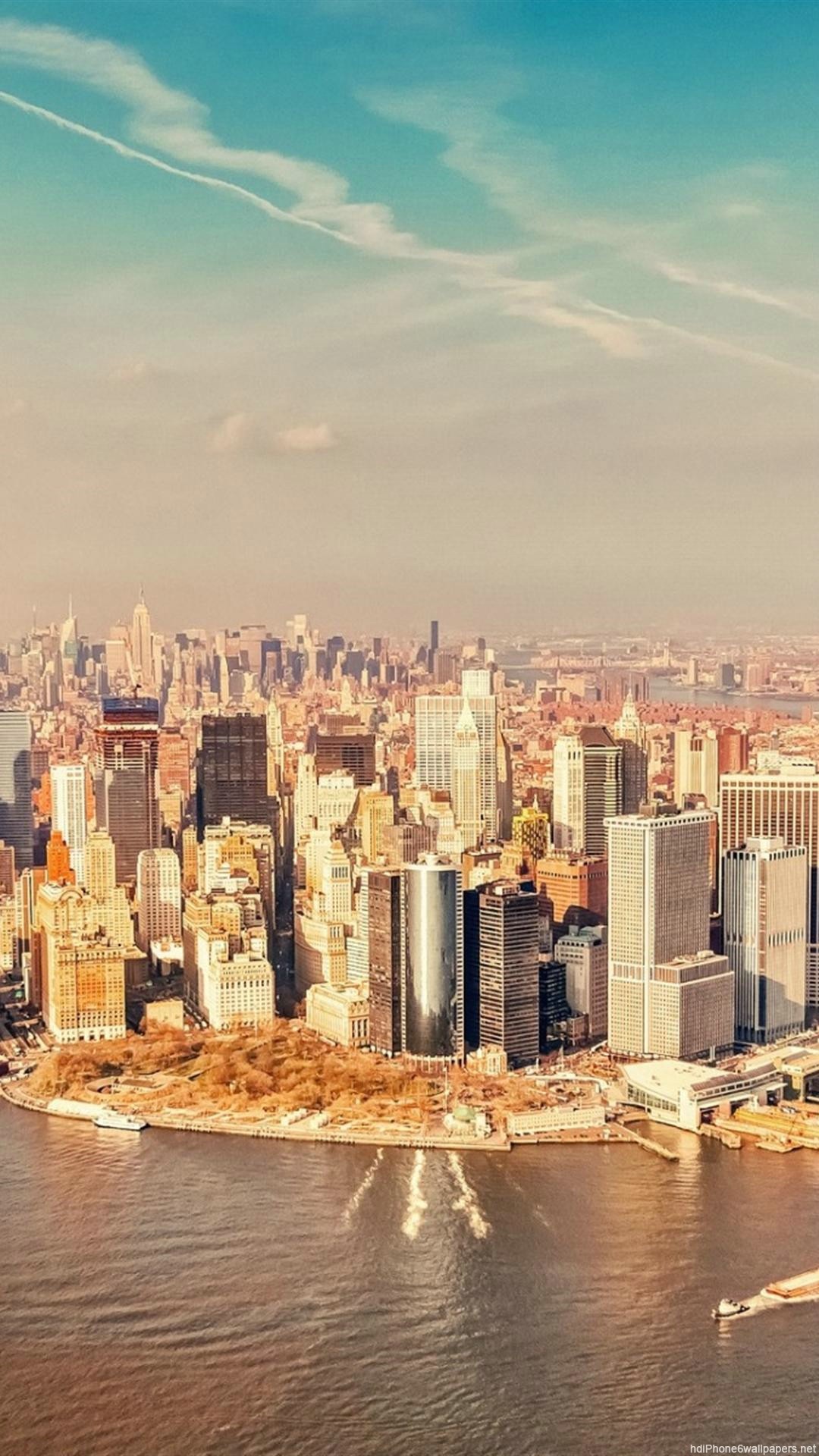 Lower Manhattan, New York, Skyline, Fiume, Full HD, sfondo verticale per cellulare