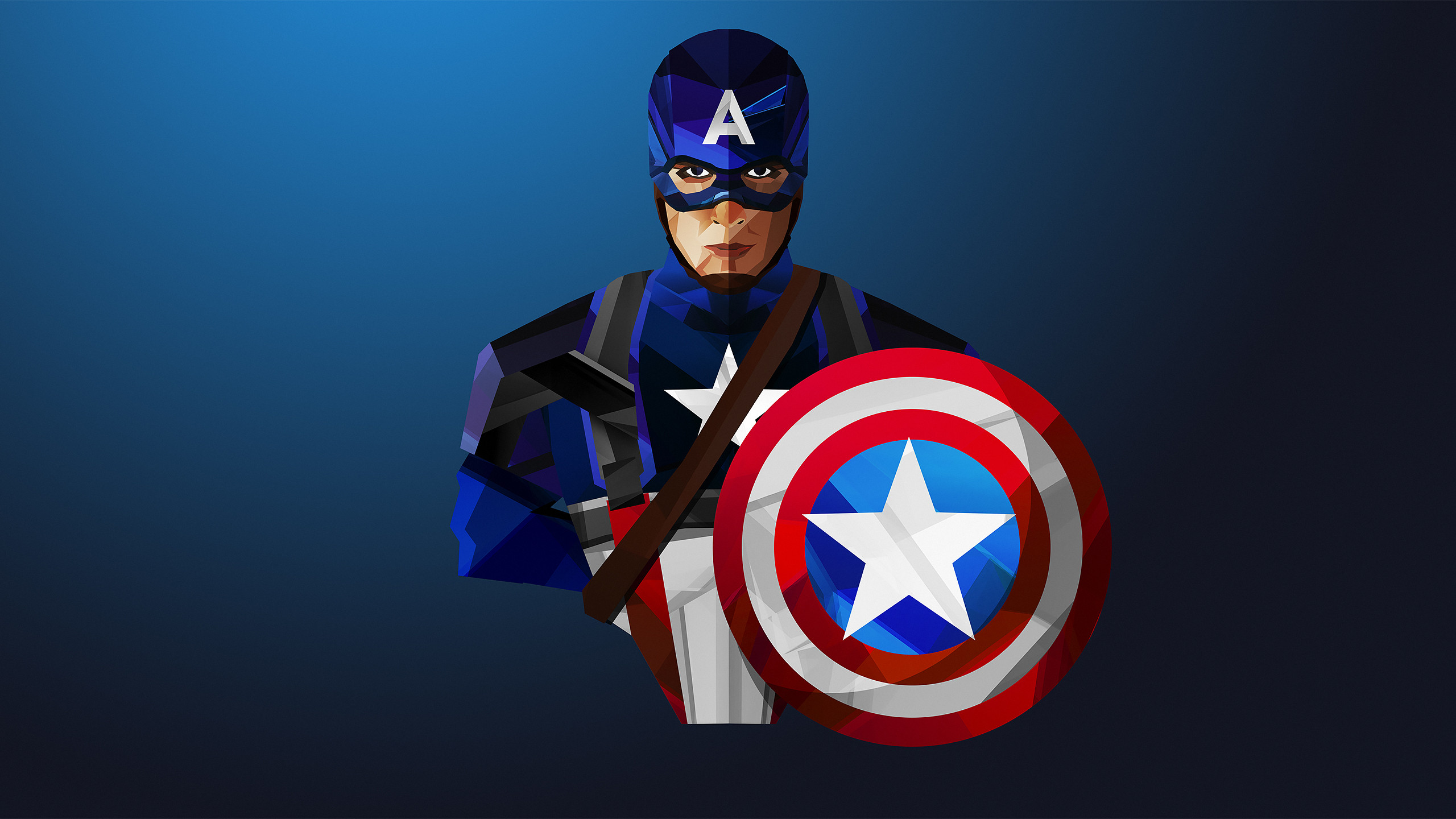 Capitan America, Marvel, Scudo, Low poly, 2K 1440p, sfondo desktop