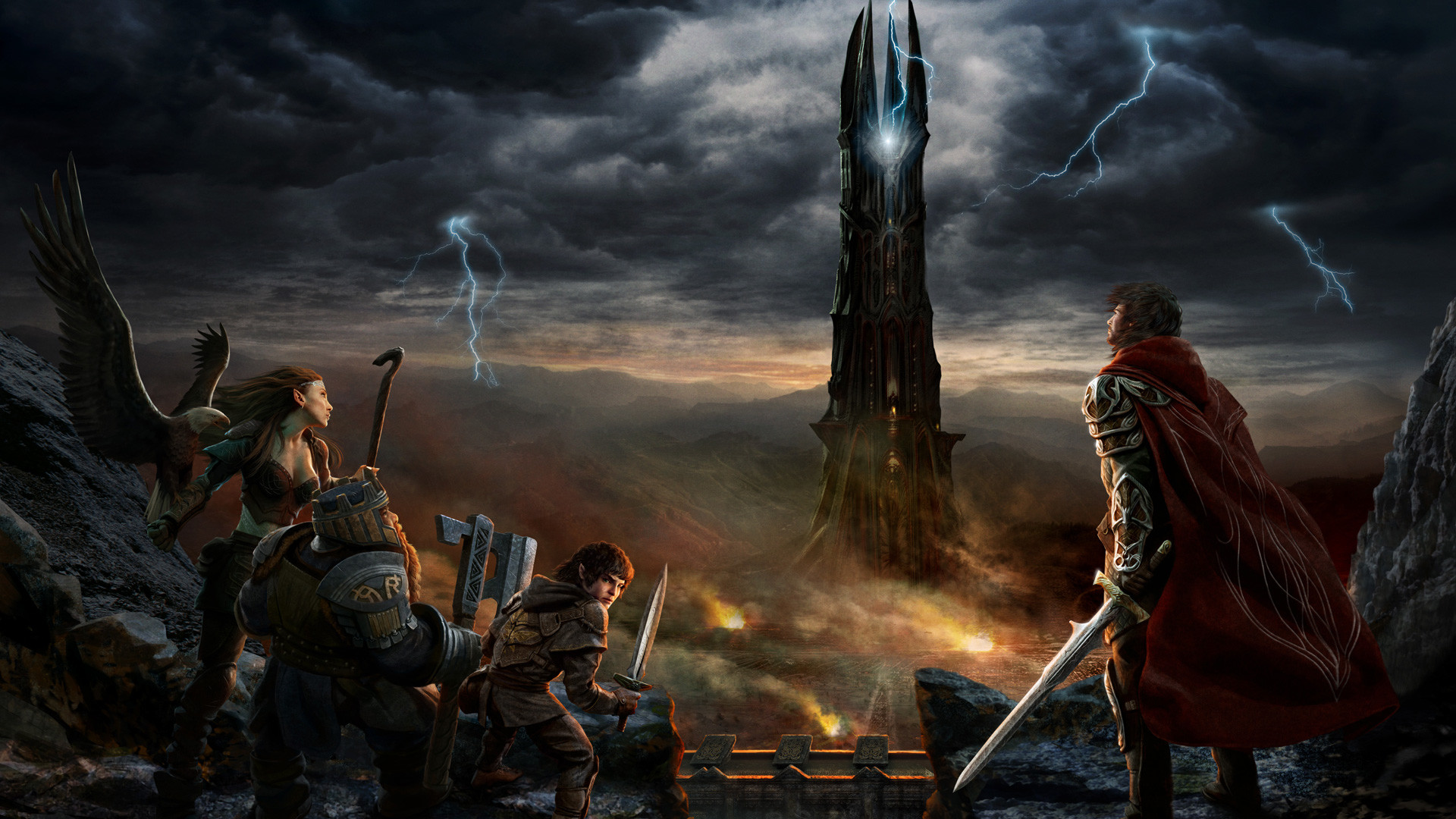 Barad-dûr, Il Signore degli Anelli, Battaglia, Fulmini, 1920x1080, immagine di sfondo