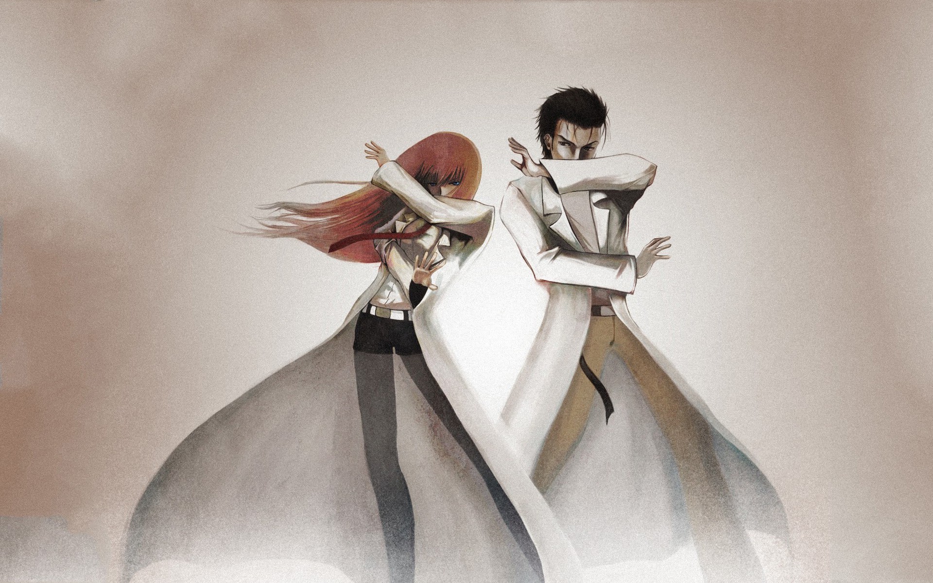 Rintaro Okabe, Kurisu Makise, Steins;Gate, Camici da laboratorio, sfondo MacBook Pro