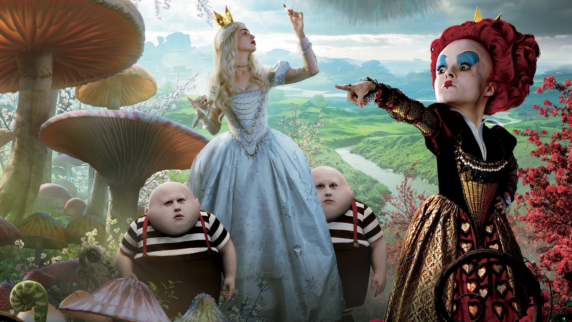 Regina Bianca, Anne Hathaway, Regina Rossa, Helena Bonham Carter, Pinco Panco e Panco Pinco, Alice in Wonderland (2010), sfondo per PC