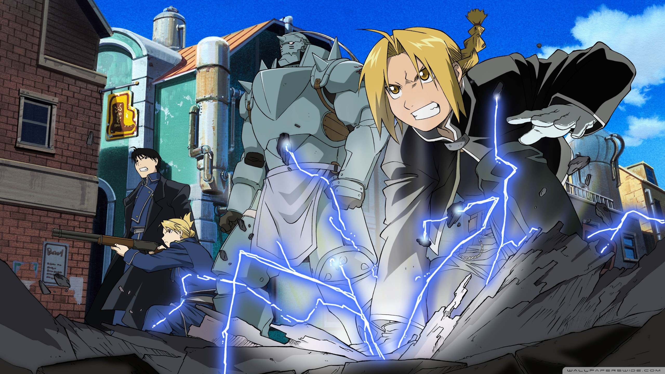 Edward Elric, Alphonse Elric, Roy Mustang, Fullmetal Alchemist: Brotherhood, Alchimia, sfondo 1440p