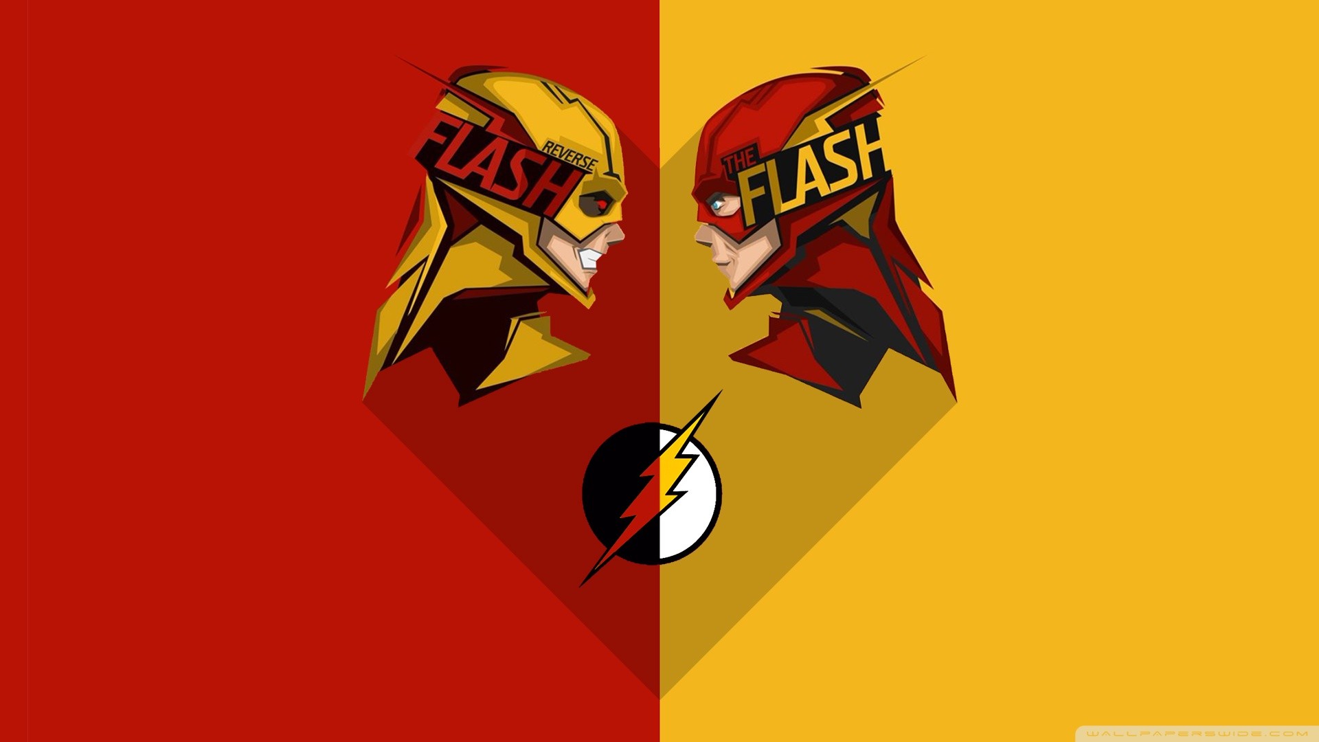Flash, Reverse-Flash, Pop art, Rosso e giallo, Full HD, sfondo per PC e portatile