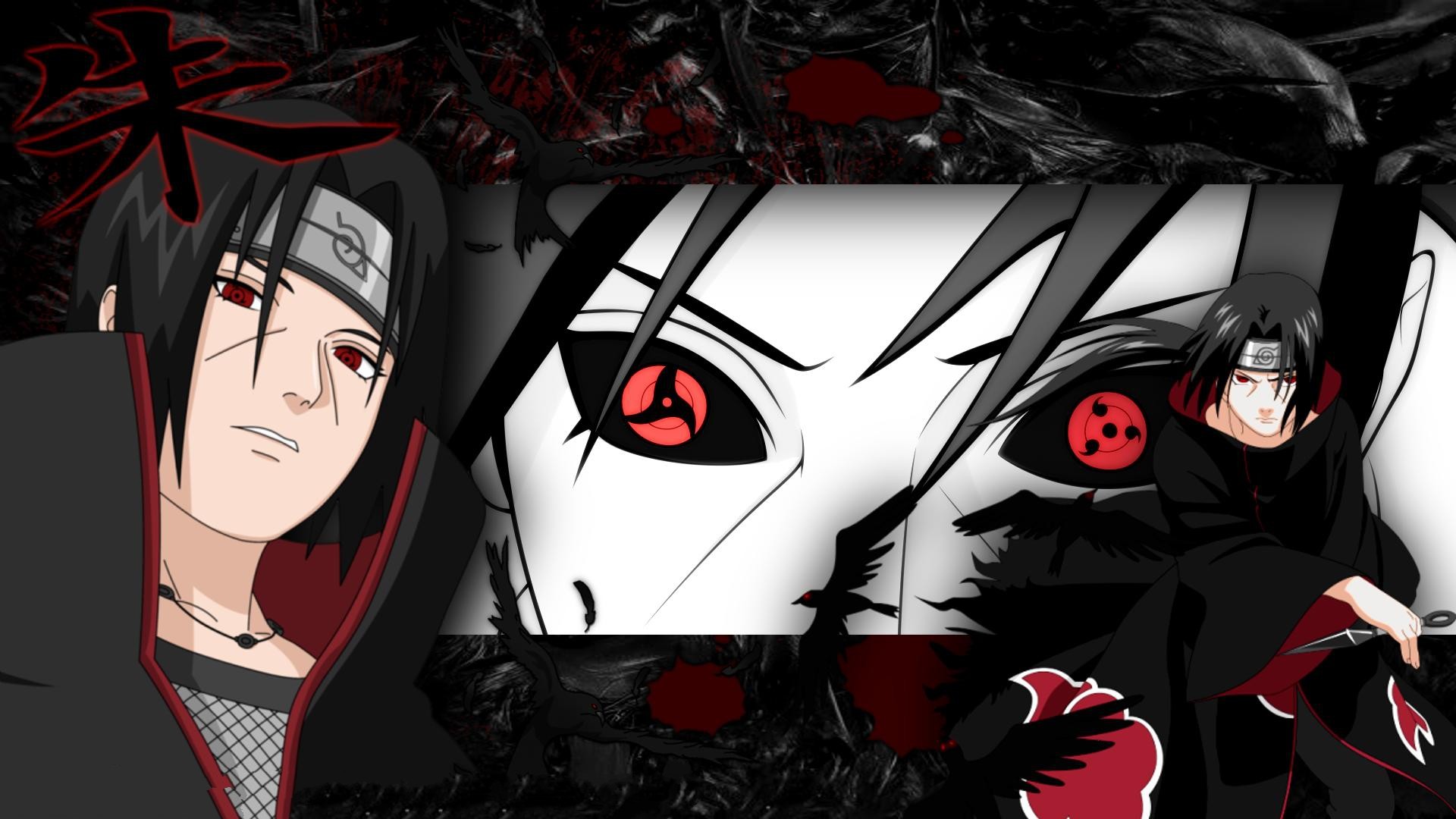 Itachi Uchiha, Mangekyō Sharingan, Akatsuki, Naruto, 1920x1080, sfondo per PC