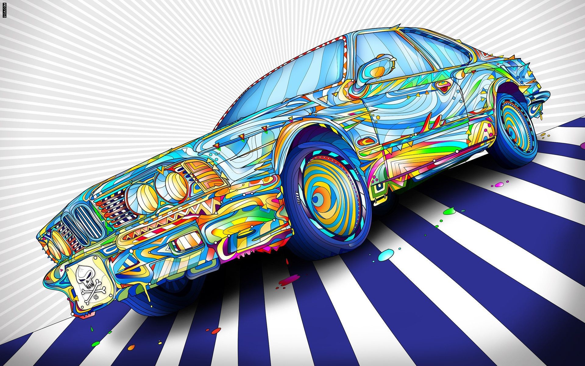 BMW, Auto psichedelica, Arte digitale, Graffiti, Colori vivaci, Full HD, sfondo per PC