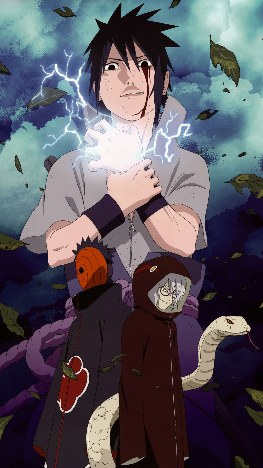 Sasuke Uchiha, Tobi, Orochimaru, Chidori, Naruto, Full HD, schermata di blocco del cellulare