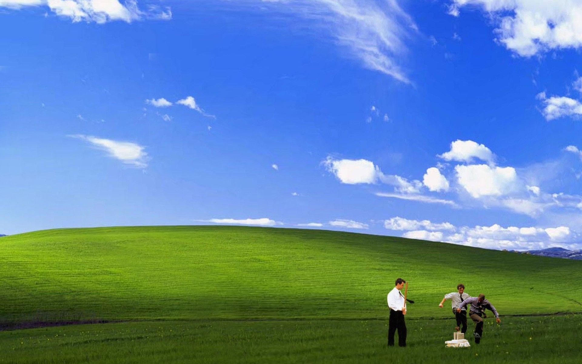 Bliss, Windows XP, Office Space, Parodia, Full HD, sfondo desktop