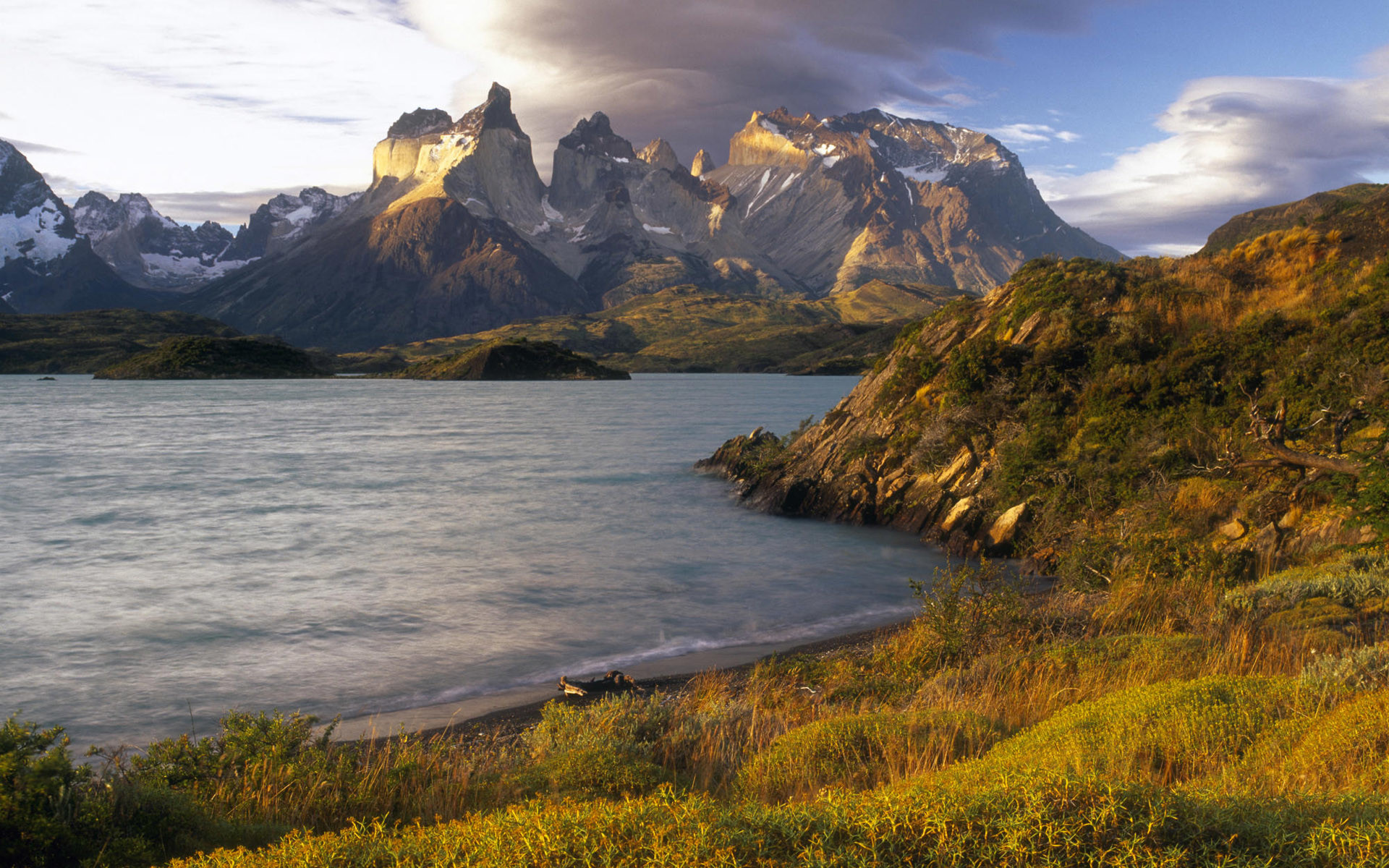 Torres del Paine, Patagonia, Cile, Lago, Montagne, 1920x1200, sfondo per PC