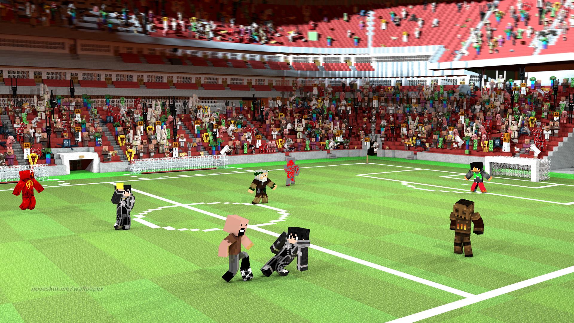 Minecraft, Stadio, Calcio, Skin, Full HD, wallpaper desktop
