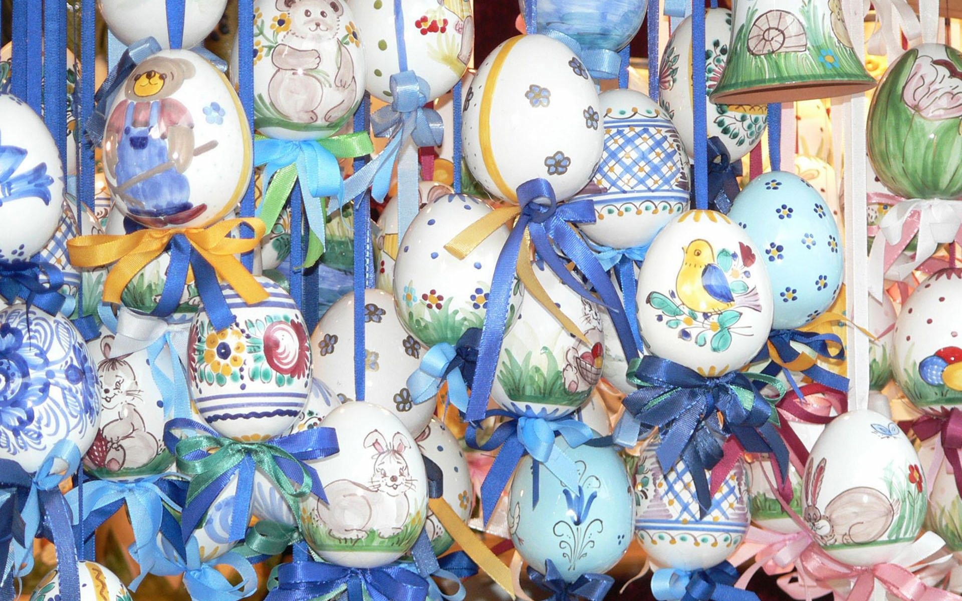Uova dipinte, Mercatino pasquale, Decorazioni, 16:10 Full HD, wallpaper widescreen