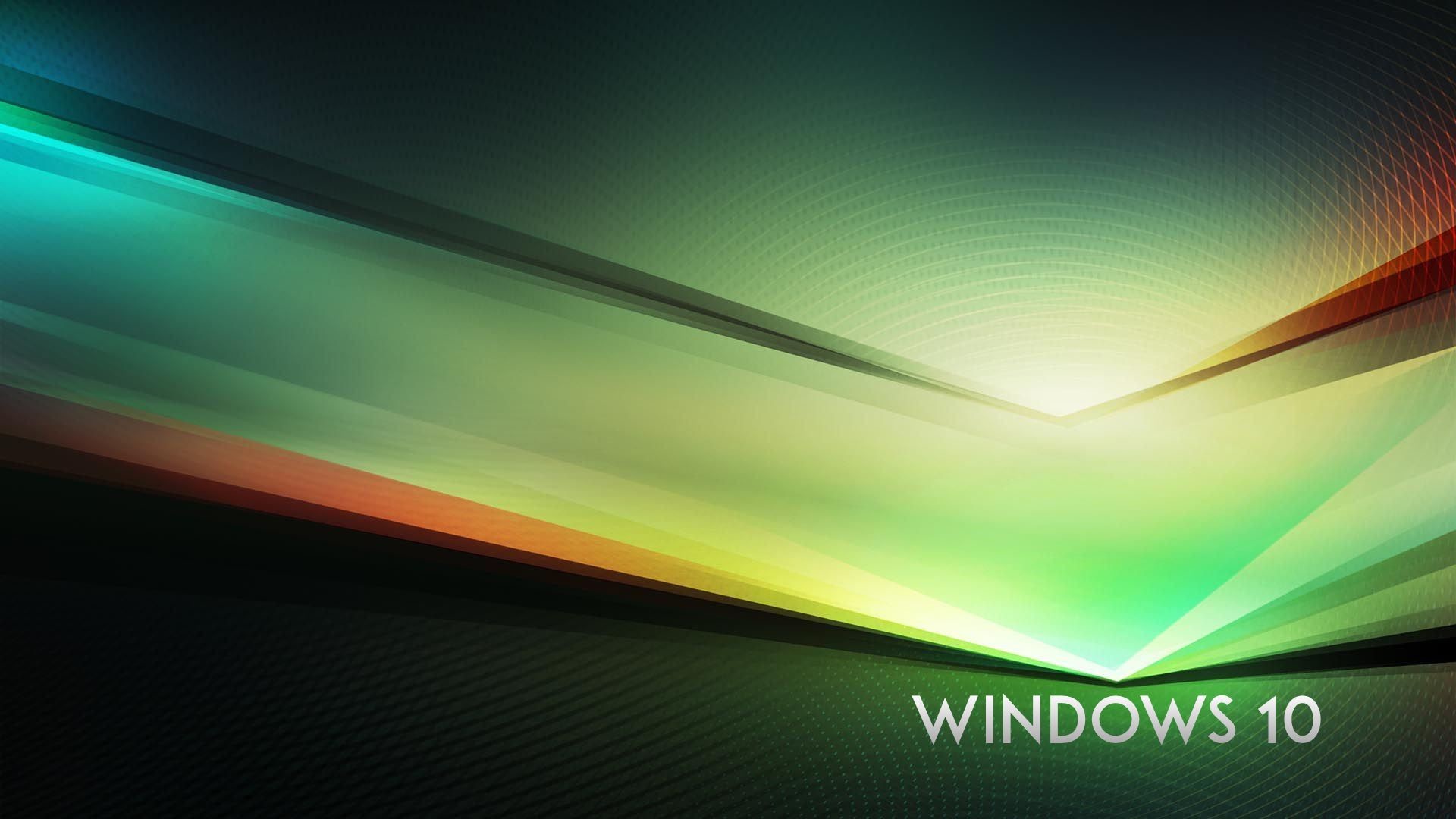 Windows 10, Onde di luce, Verde, Arte astratta, Full HD, sfondo per PC e portatile