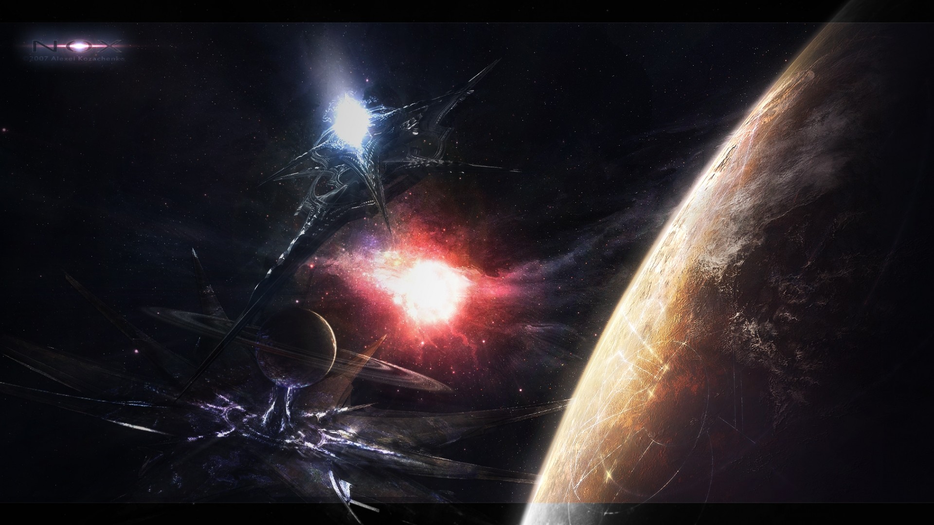 Pianeta, Spazio, Esplosione cosmica, Fantascienza, Full HD 1080p, sfondo desktop