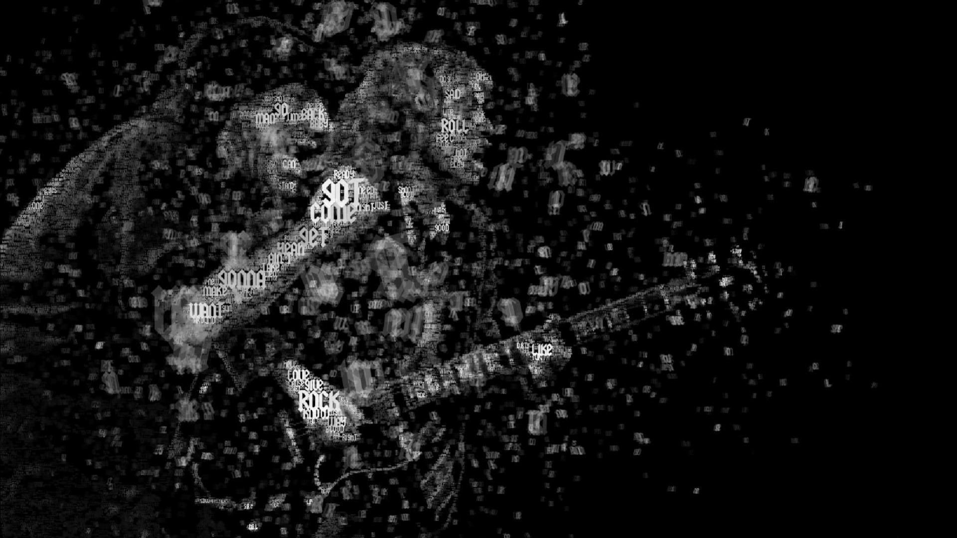 AC/DC, Angus Young, Tipografia, Bianco e nero, Full HD, sfondo per PC
