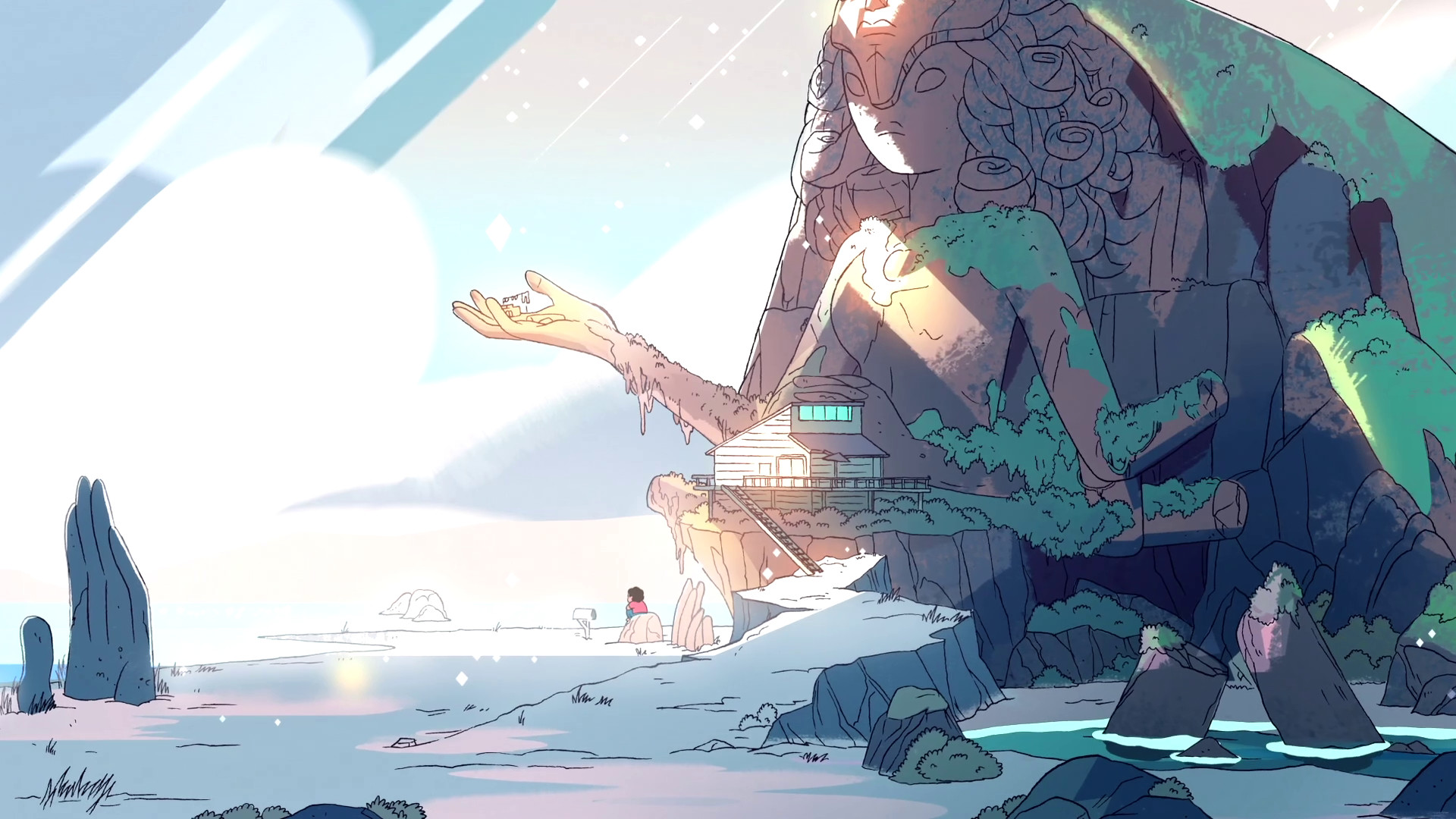 Steven Universe, Tempio di cristallo, Beach City, Spiaggia, 16:9 Full HD, sfondo widescreen
