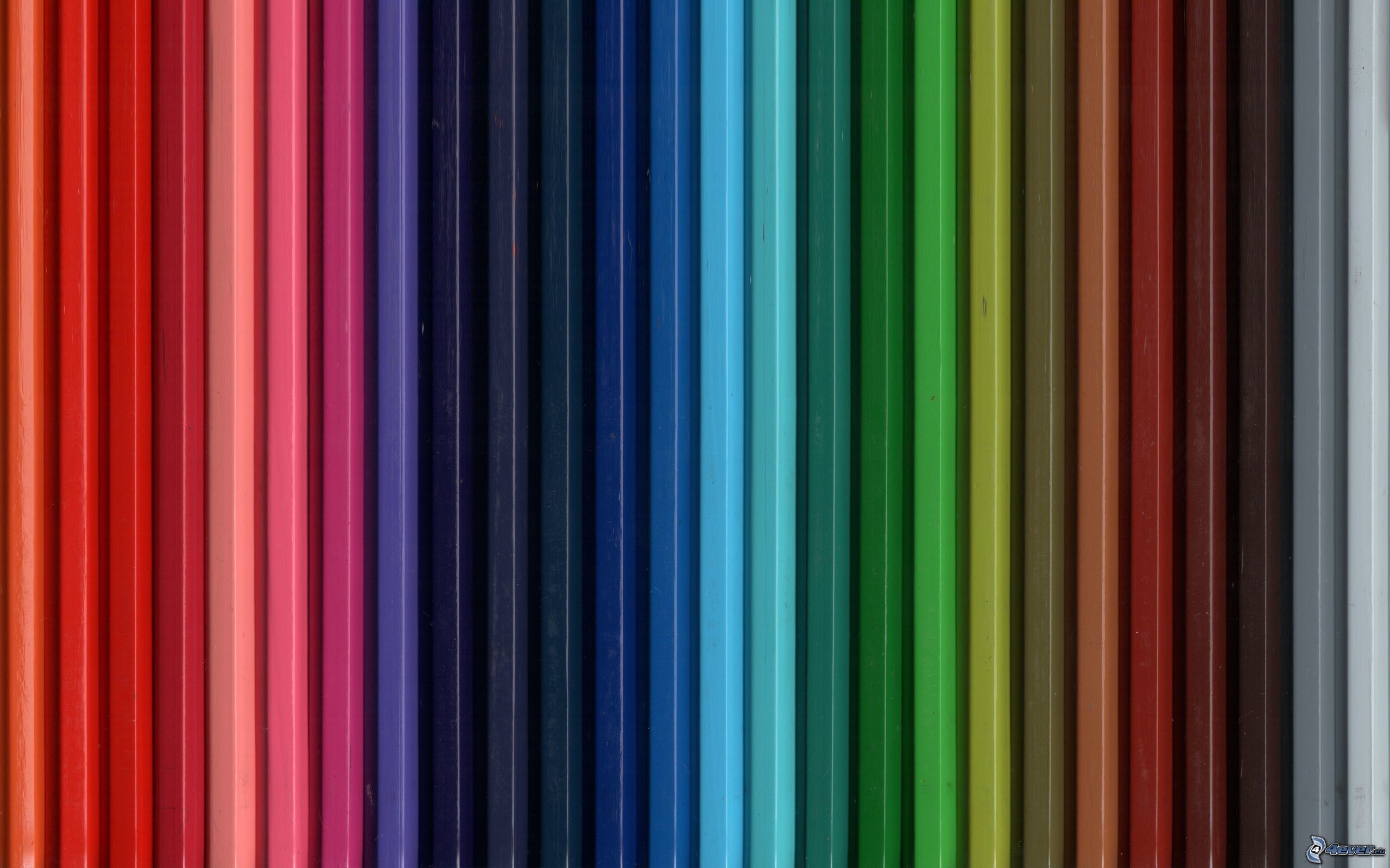 Matite colorate, Strisce, Colori arcobaleno, 2K, sfondo desktop