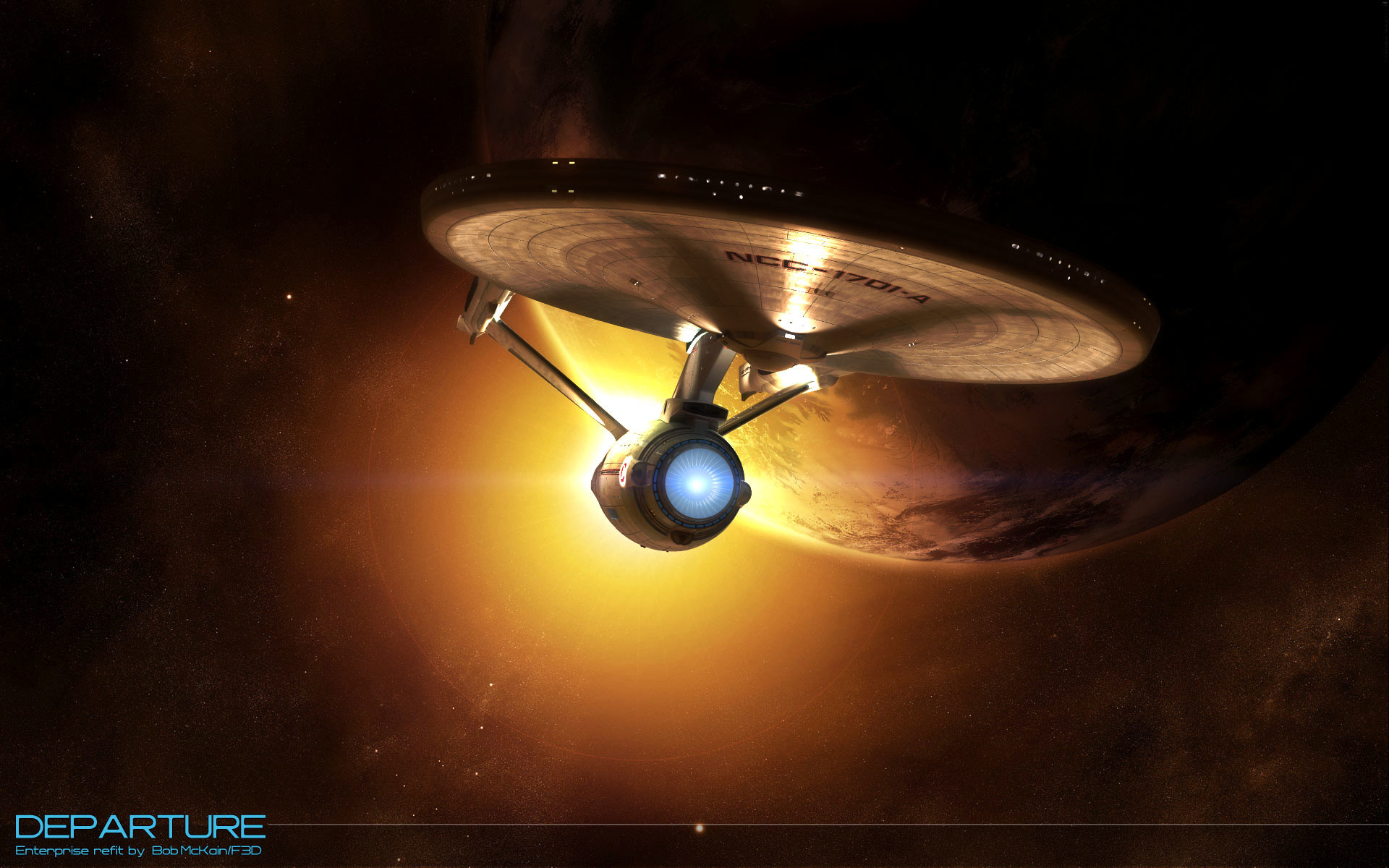 USS Enterprise (NCC-1701-A), Star Trek, Partenza, Sole, Astronave, sfondo desktop Full HD