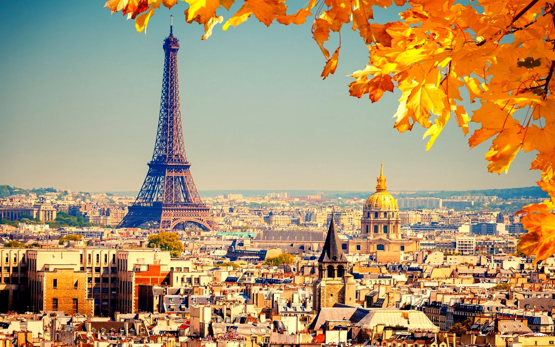 Torre Eiffel, Les Invalides, Parigi, Autunno, 1920x1200, sfondo per PC