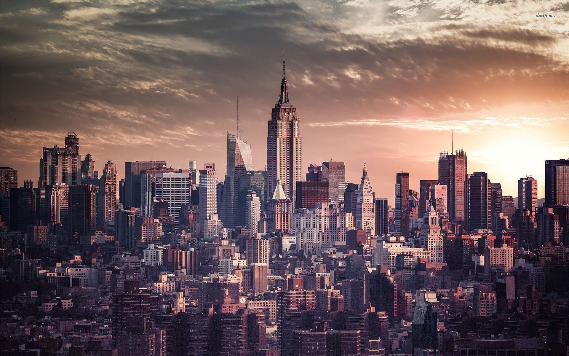 Empire State Building, Manhattan, Tramonto, Skyline, 1920x1200, sfondo MacBook Pro