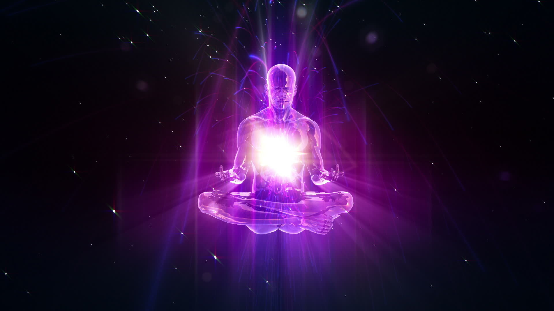 Meditazione, Posizione del loto, Aura, Energia, Viola, 1920x1080, immagine di sfondo