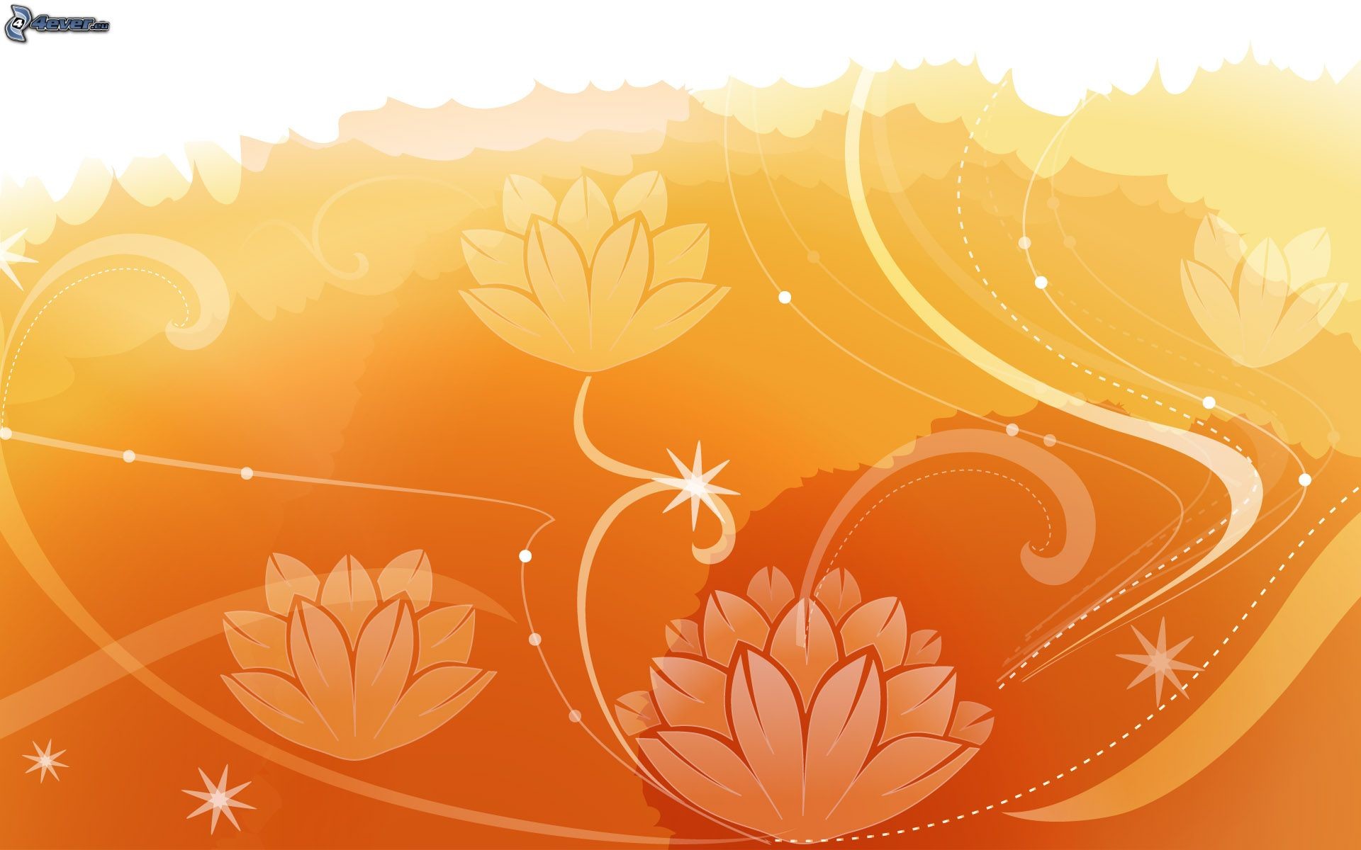 Fiori di loto, Ornamenti, Arancione, 1920x1200, sfondo per PC