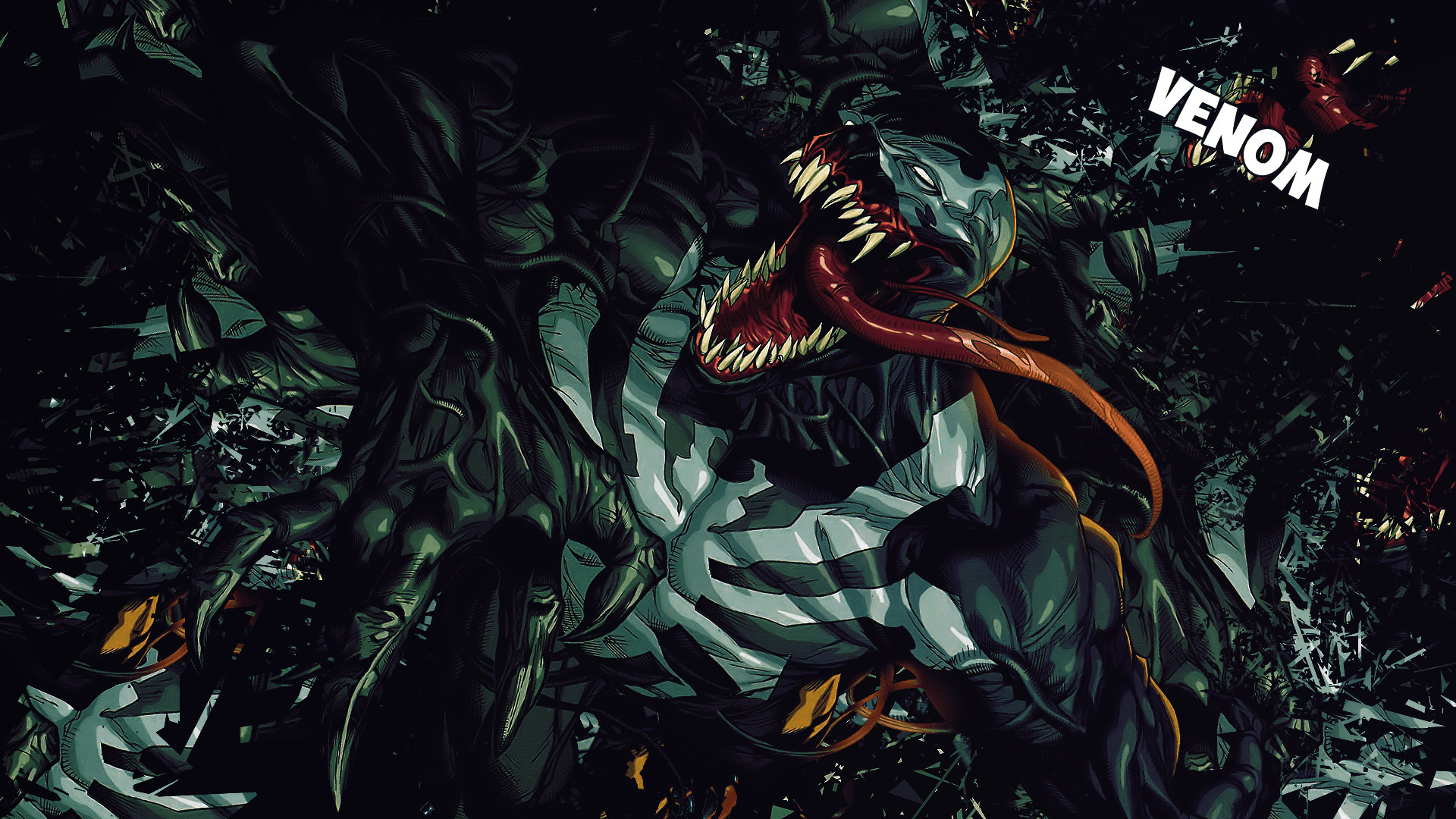Venom, Marvel, Arte digitale, Verde scuro, Full HD 1080p, sfondo desktop