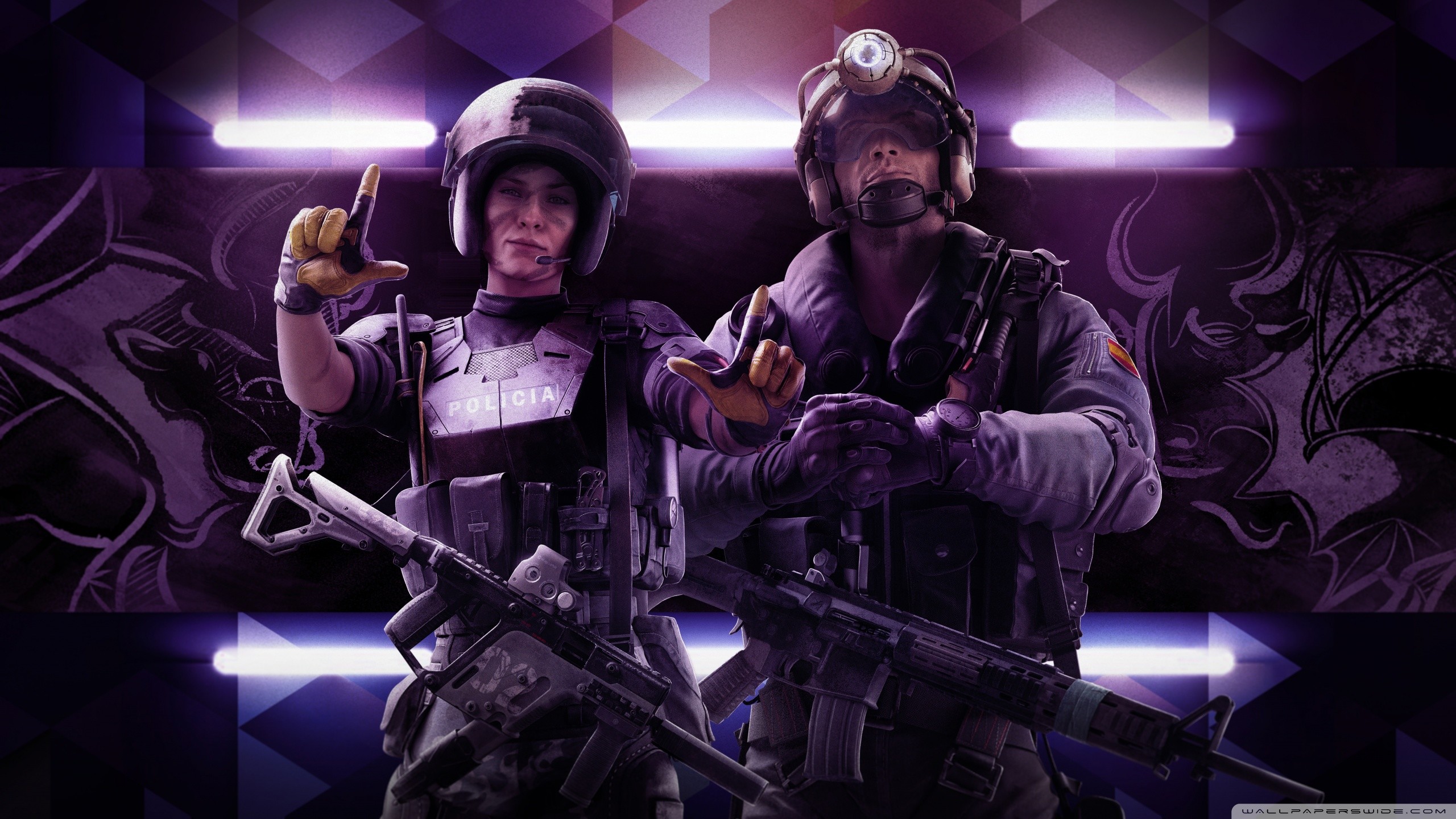 Rainbow Six Siege, Ela, Zofia, Luci viola, 16:9 2K, sfondo widescreen