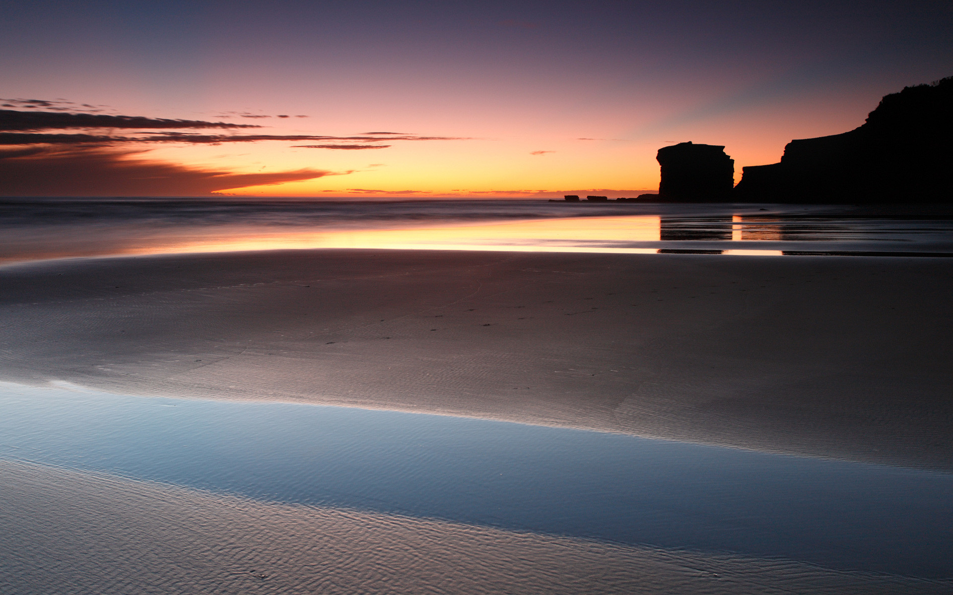 Spiaggia, Tramonto, Scogli, Mare, Full HD, wallpaper PC