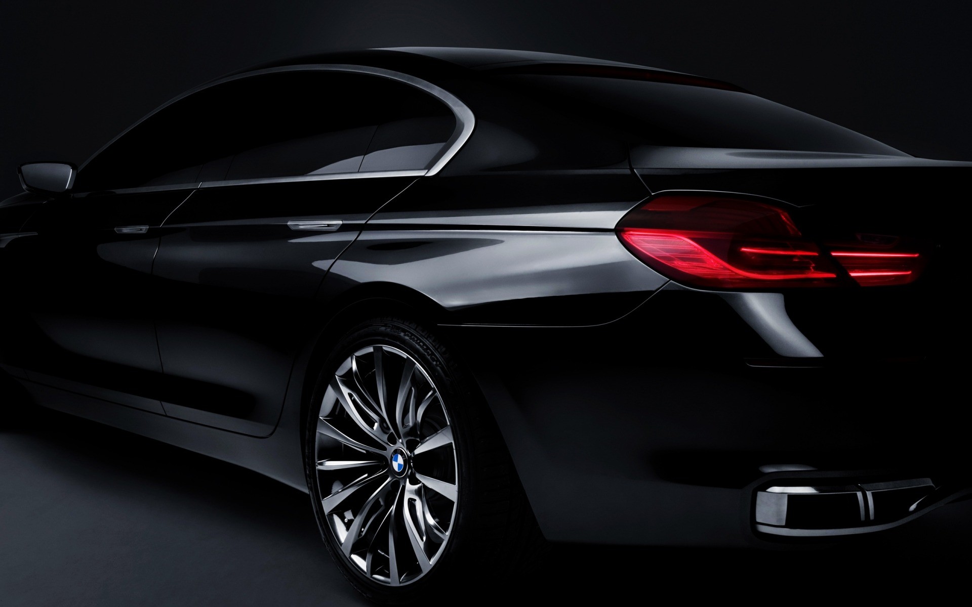 BMW Gran Coupé Concept, BMW, Nero, Fanale posteriore, Sfondo scuro, wallpaper 1920x1200