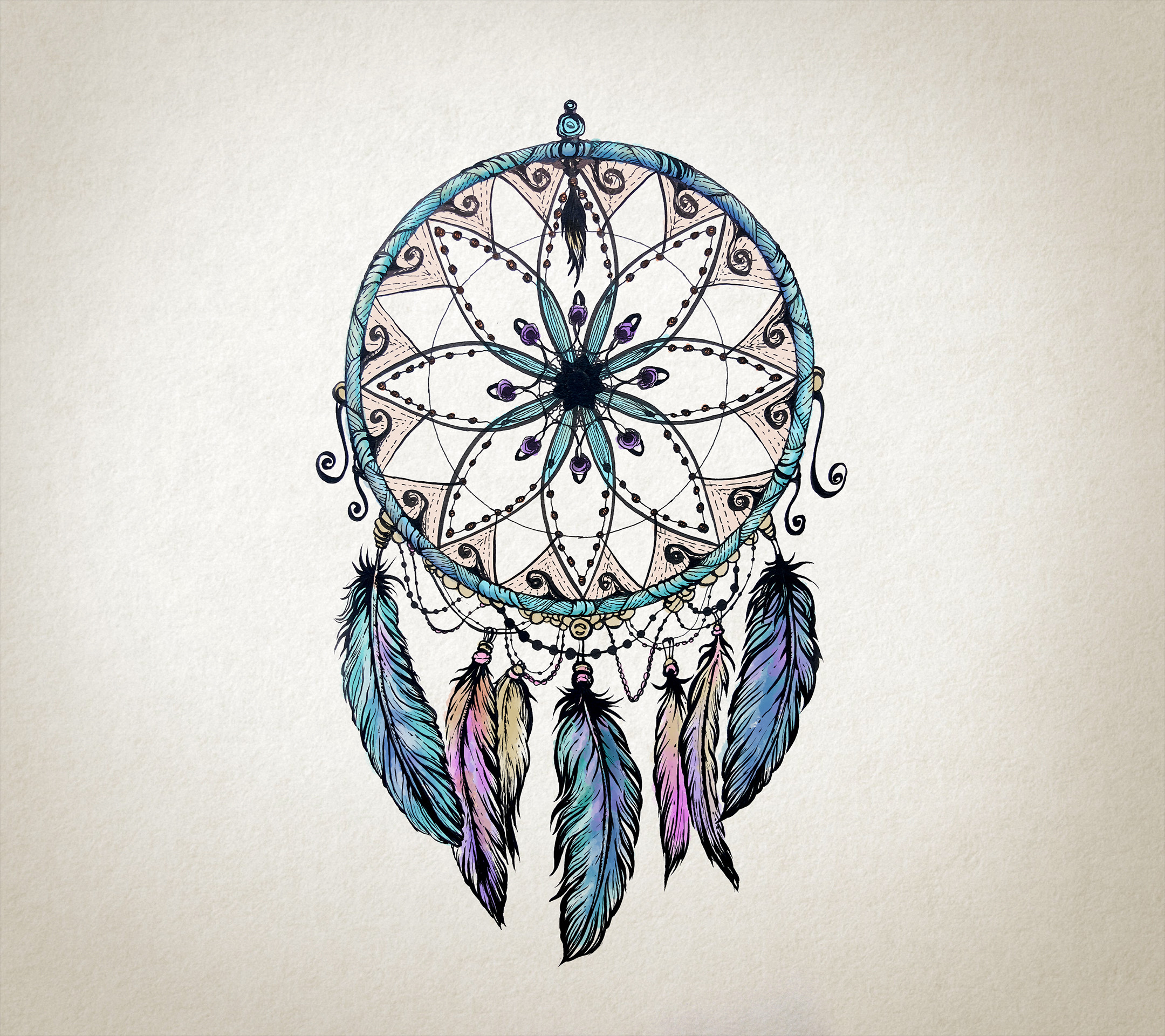 Acchiappasogni, Disegno, Piume, Tatuaggio, Full HD, wallpaper per tablet