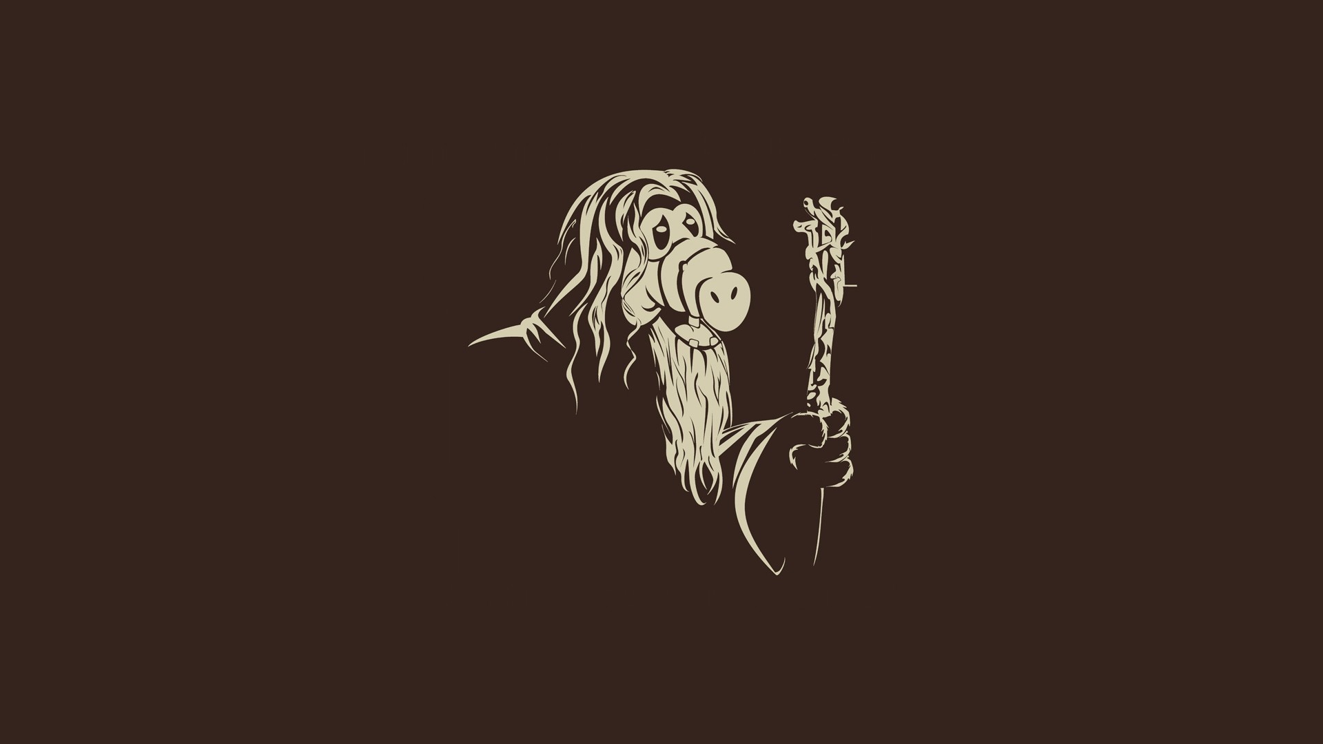 Gandalf, Minimalista, Sfondo marrone, Full HD, wallpaper per portatile