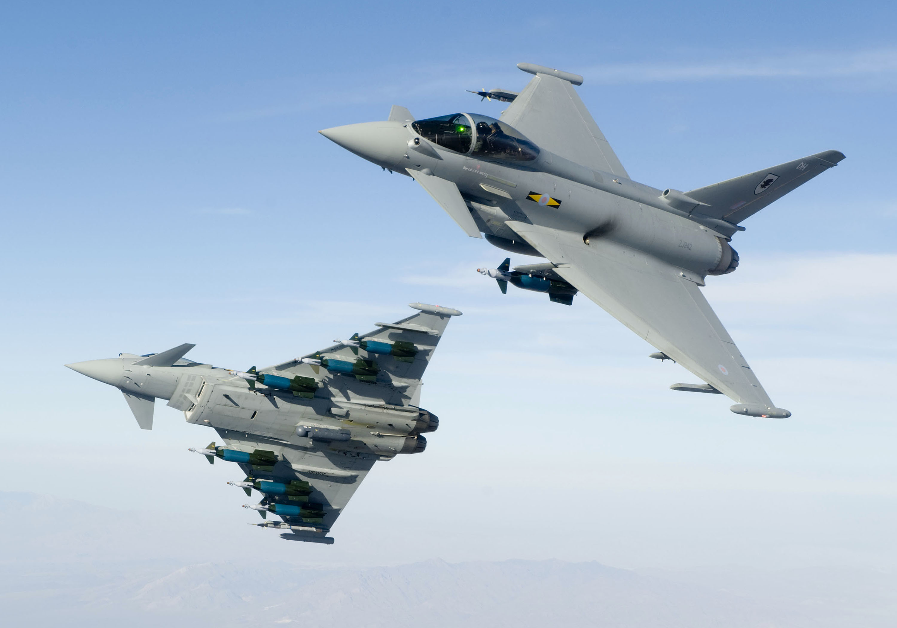 Eurofighter Typhoon, Caccia, Volo in formazione, Cielo, 2K, sfondo per PC e portatile