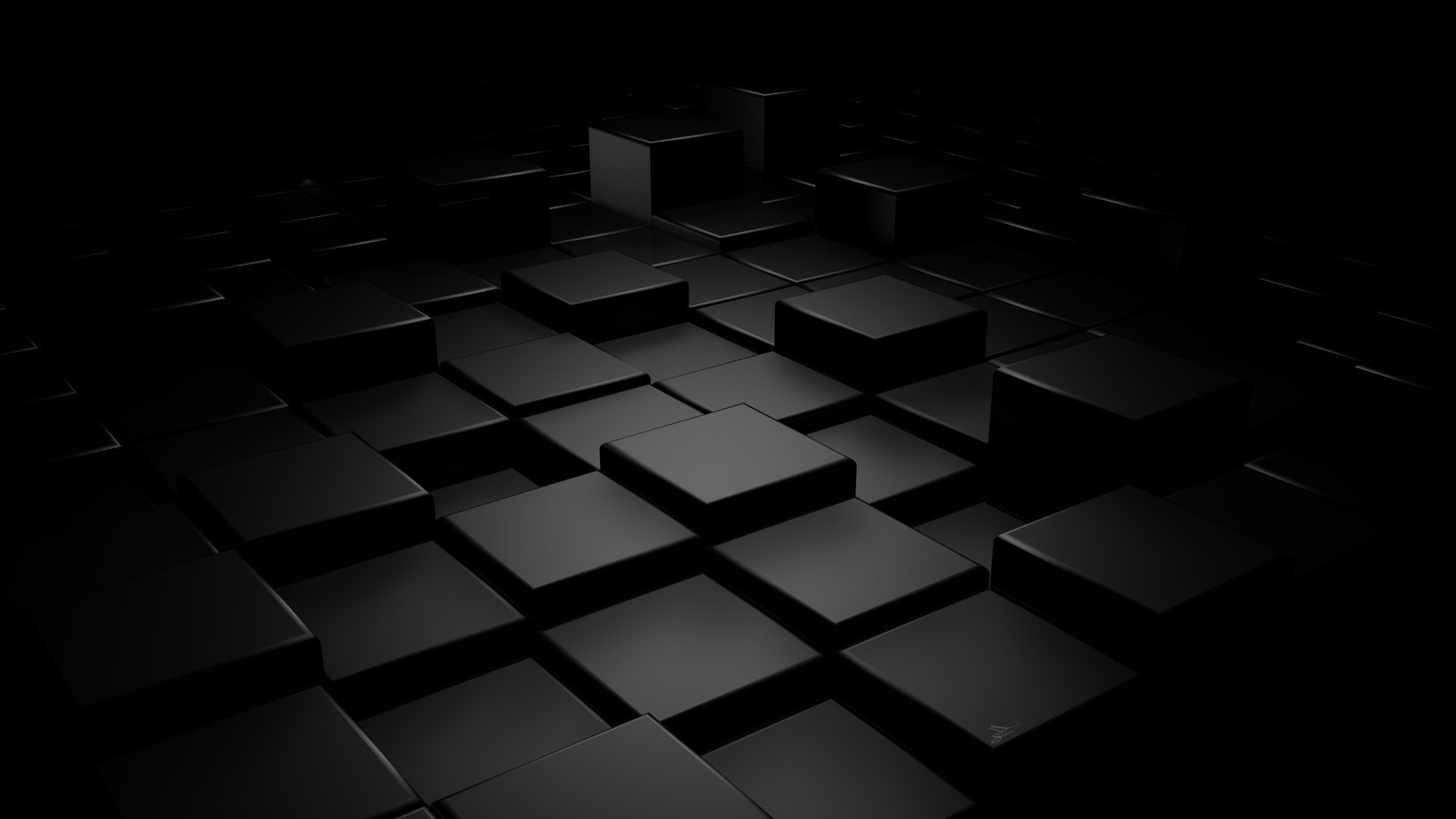 Cubi 3D, Astratto, Sfondo nero, Minimalismo, Full HD, wallpaper per portatile