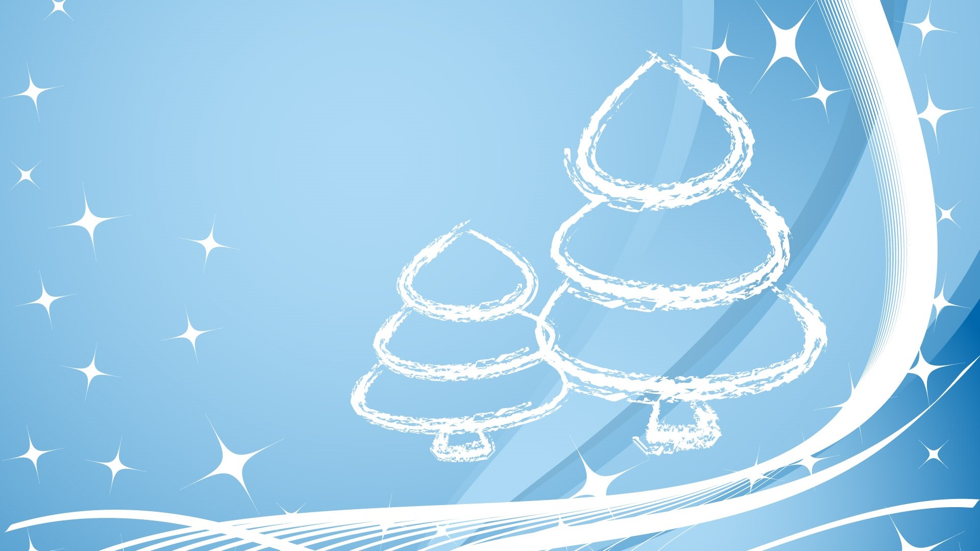Alberi di Natale, Stelle, Sfondo azzurro, Natale, Inverno, 1920x1080, wallpaper desktop